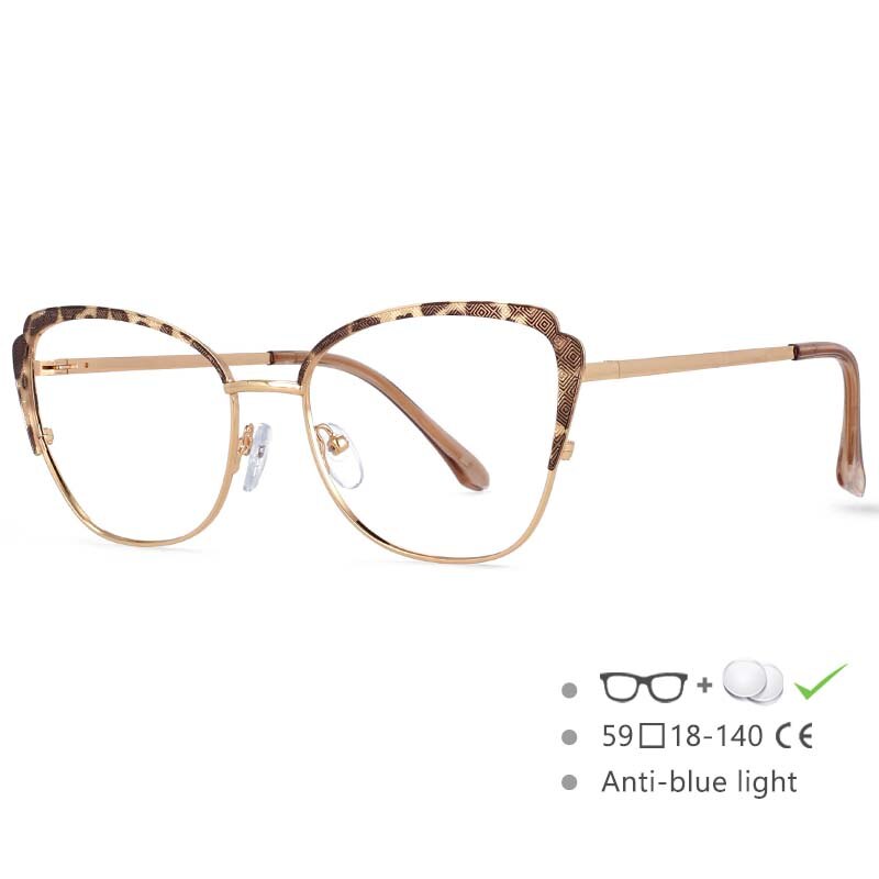 CCspace Women's Full Rim Cat Eye Alloy Frame Eyeglasses 54546 - Stylish Retro Glasses for Women, Lightweight Metal Frames with UV Protection - Perfect for Office, Reading & Fashion Accessories