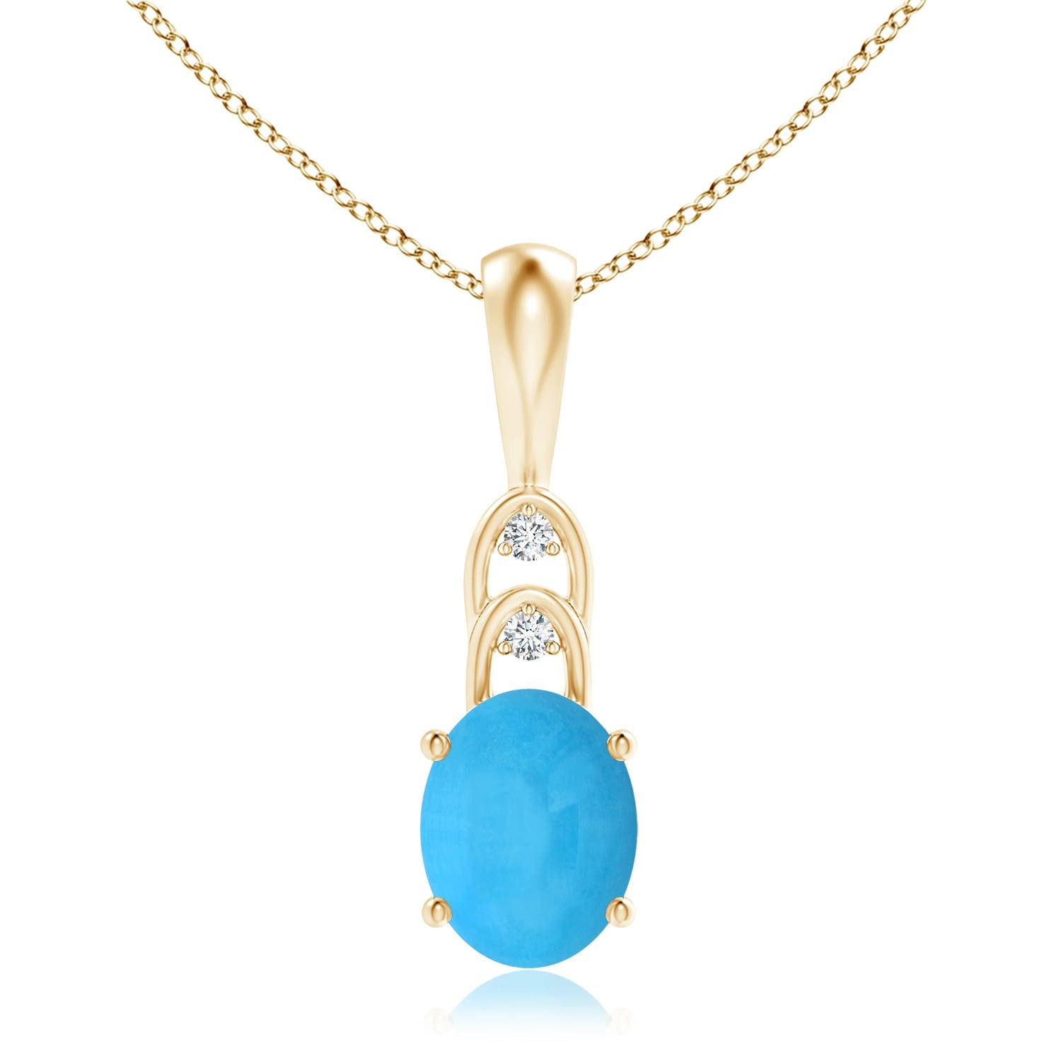 Angara Natural Turquoise Solitaire Pendant Necklace for Women - 14K Solid Gold or Sterling Silver | Elegant Jewelry Gift for Birthday, Anniversary & Special Occasions | Perfect for Weddings, Date Nights & Formal Events