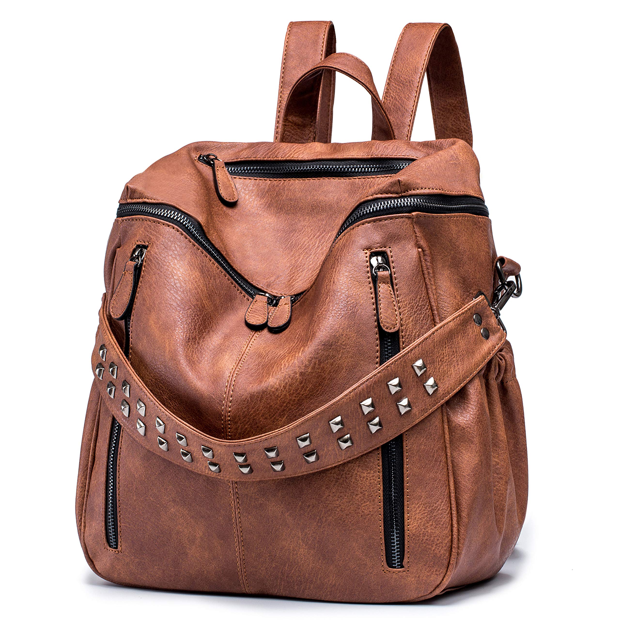Roulens Women's Leather Backpack Purse - Large Fashion Shoulder Bag for Travel, Work & Daily Use | Stylish Ladies Handbag for Commuting, Shopping & Weekend Outings