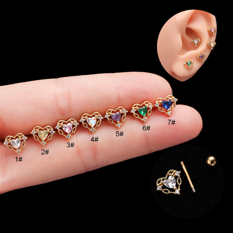 20G Cartilage Heart Stud Earrings - Surgical Steel Flat Back Earrings for Women | Hypoallergenic, Comfortable Everyday Wear | Perfect for Valentine's Day, Anniversary Gifts & Daily Fashion Accessories