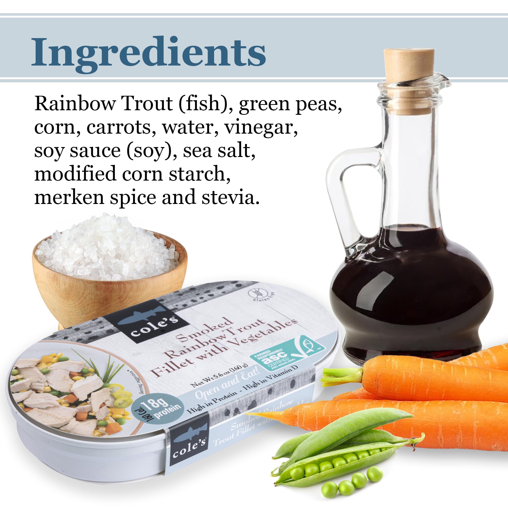 COLE'S Smoked Rainbow Trout Fillet with Vegetables - Ready to Eat Canned Fish (5.6 oz) | High Protein (18g) & Vitamin D | Hand-Packed | Perfect for Camping, Hiking & Quick Healthy Meals