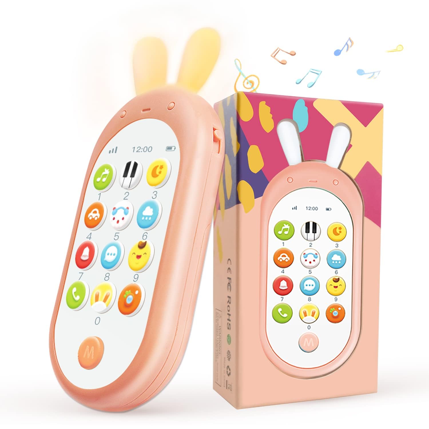 Richgv Baby Sensory Learning Toy - 12-in-1 Interactive Cell Phone with Lights & Sounds, Teething Toy for Infants 6-12 Months | Perfect 1st Birthday Gift for Girls | Early Learning & Soothing Playtime Essential