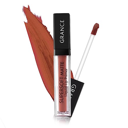 GRANCE Supersoft Matte Liquid Lipstick - Long Lasting 16H Wear, Smudge Proof, Creamy Smooth Formula with Liquid Lip Primer - Rusty Touch Shade | Perfect for Daily Wear, Parties, and Special Occasions
