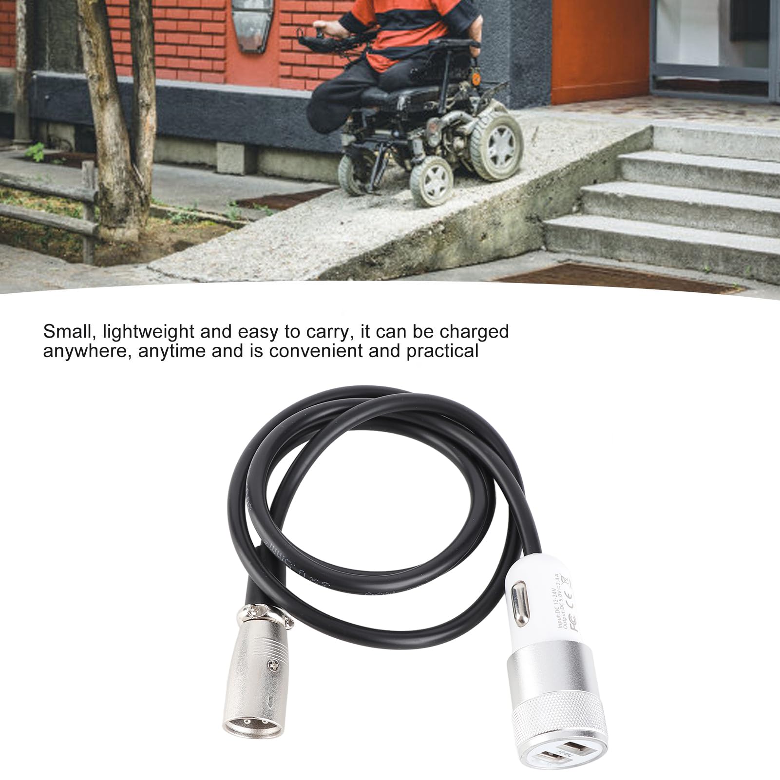 Fafeicy Electric Wheelchair Joystick Controller Charging Cable - USB Fast Charging Cord for Power Wheelchair Batteries | Perfect for Home Use, Travel & Emergency Charging