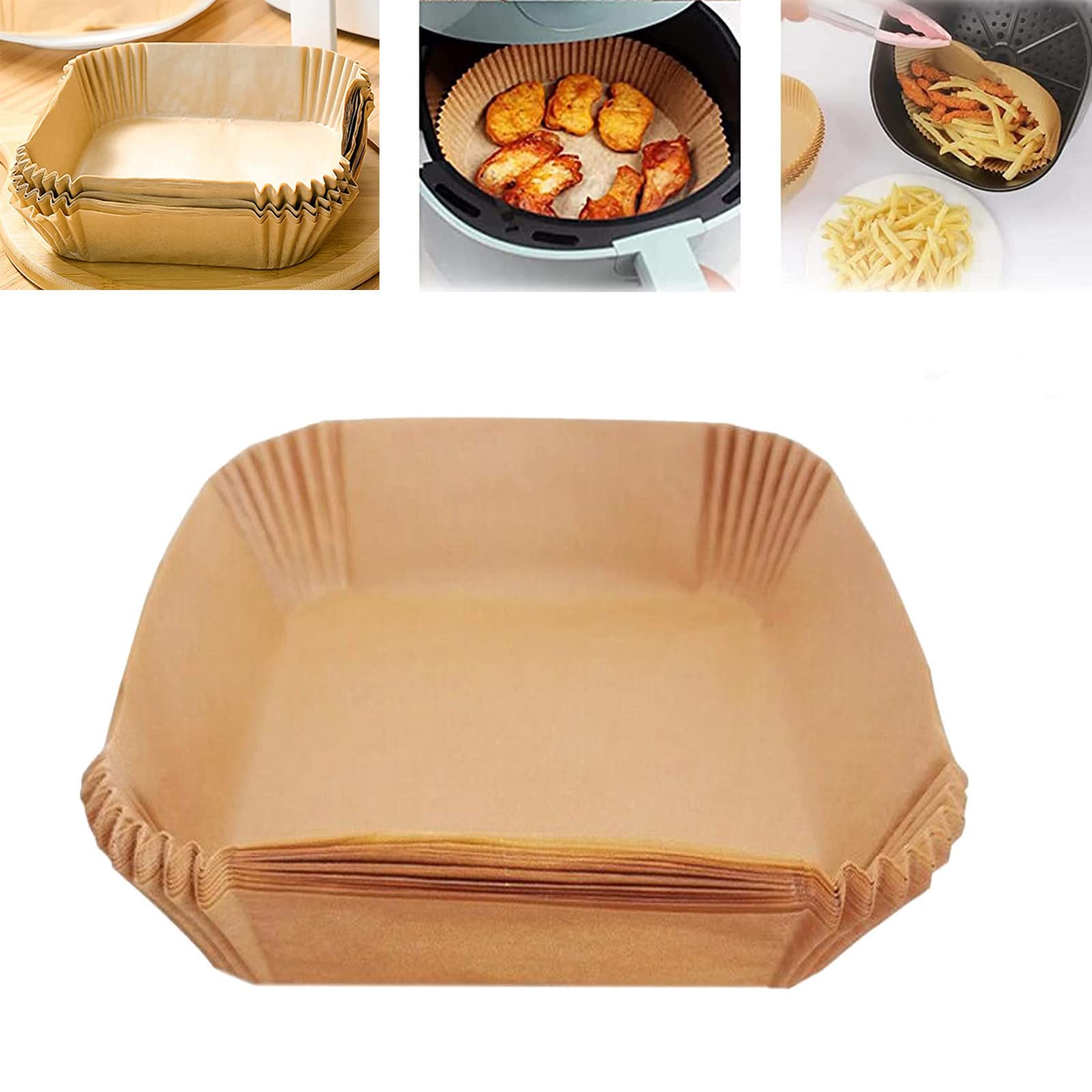 Non-Stick Air Fryer Disposable Paper Liners - 30 Pack Square Yellow (16cm) | Oil-Proof, Waterproof Baking Sheets for Air Fryer, Steamer & Microwave | Perfect for Healthy Cooking, Meal Prep & Quick Cleanup