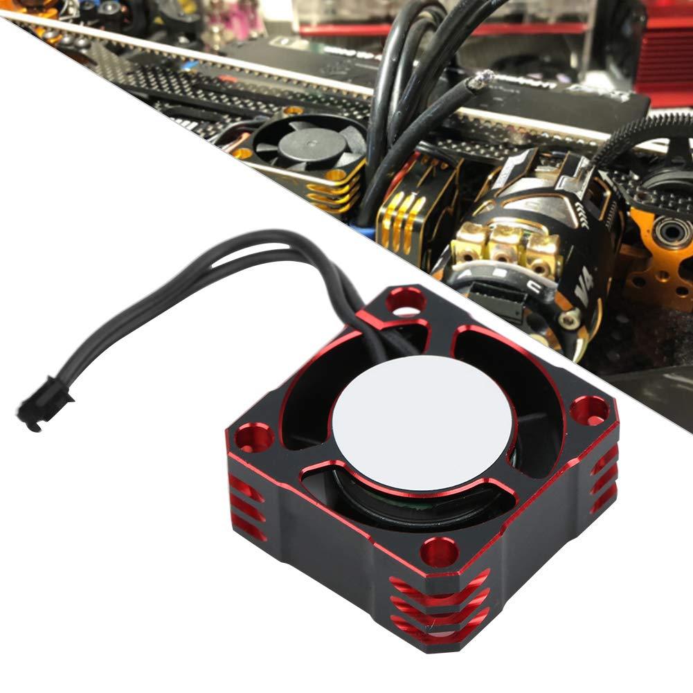 VGEBY 25x25MM High-Speed RC Cooling Fan - 32000RPM Aluminum Heat Dissipation Fan for 1/10, 1/8, 1/12 Scale Remote Control Cars - Durable Metal Fan with Electronic Speed Controller (Black Red) - Perfect for RC Racing, Drifting & Off-Road Vehicle Cooling