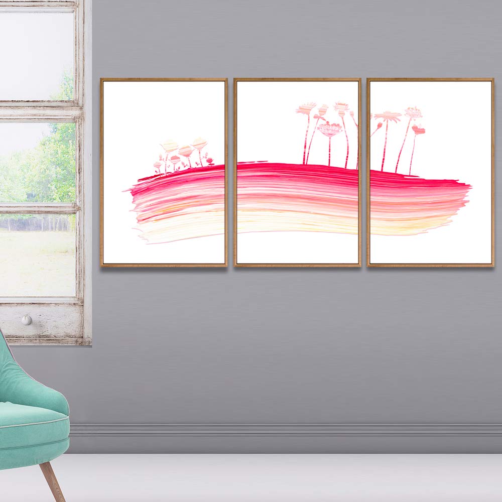 Wall26 3-Panel Framed Abstract Tree Canvas Wall Art - 24x36 Inch Ready to Hang Painting for Living Room & Bedroom Decor | Modern Home Office & Apartment Wall Decor