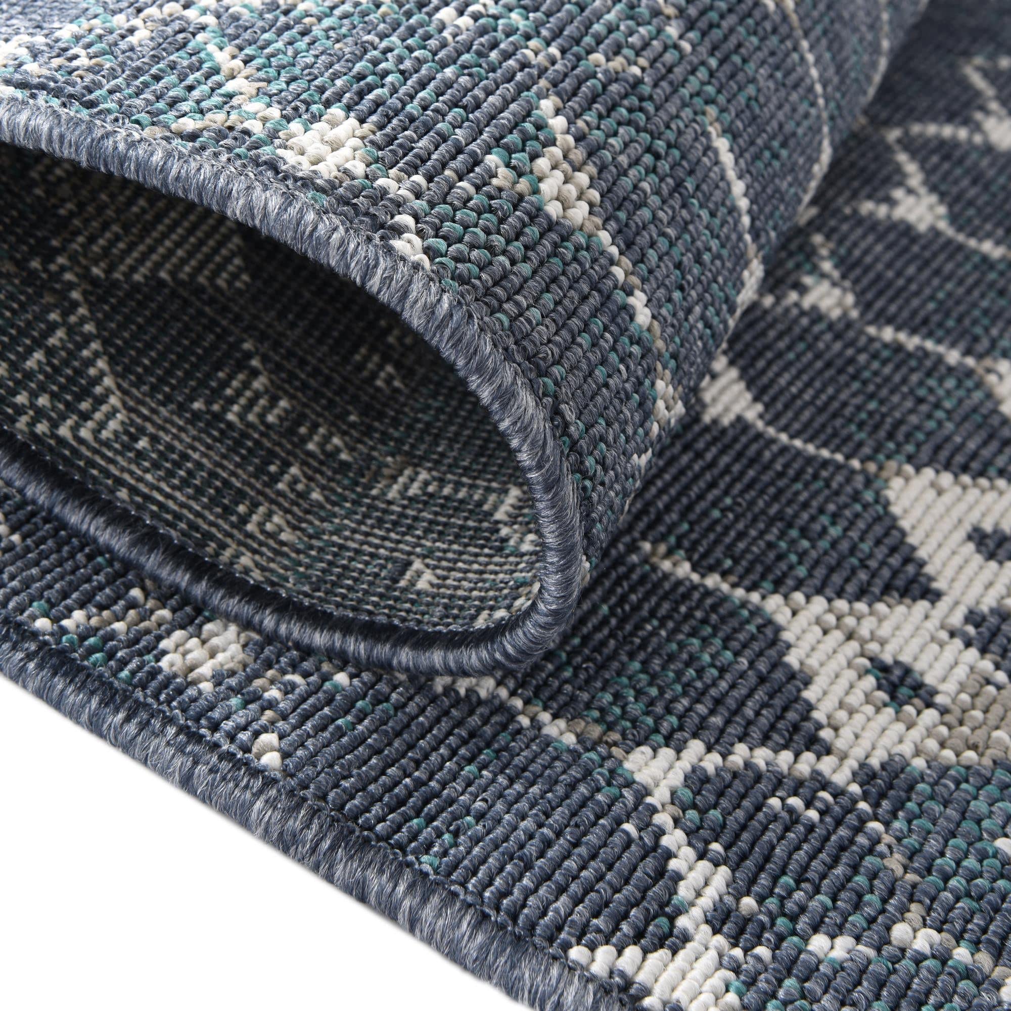 Outdoor Lattice Collection 8' x 10' Navy Blue Flatweave Rug - Waterproof & Durable for Patio, Deck or Sunroom - Perfect for Living Rooms, Dining Rooms & Open Floor Plans