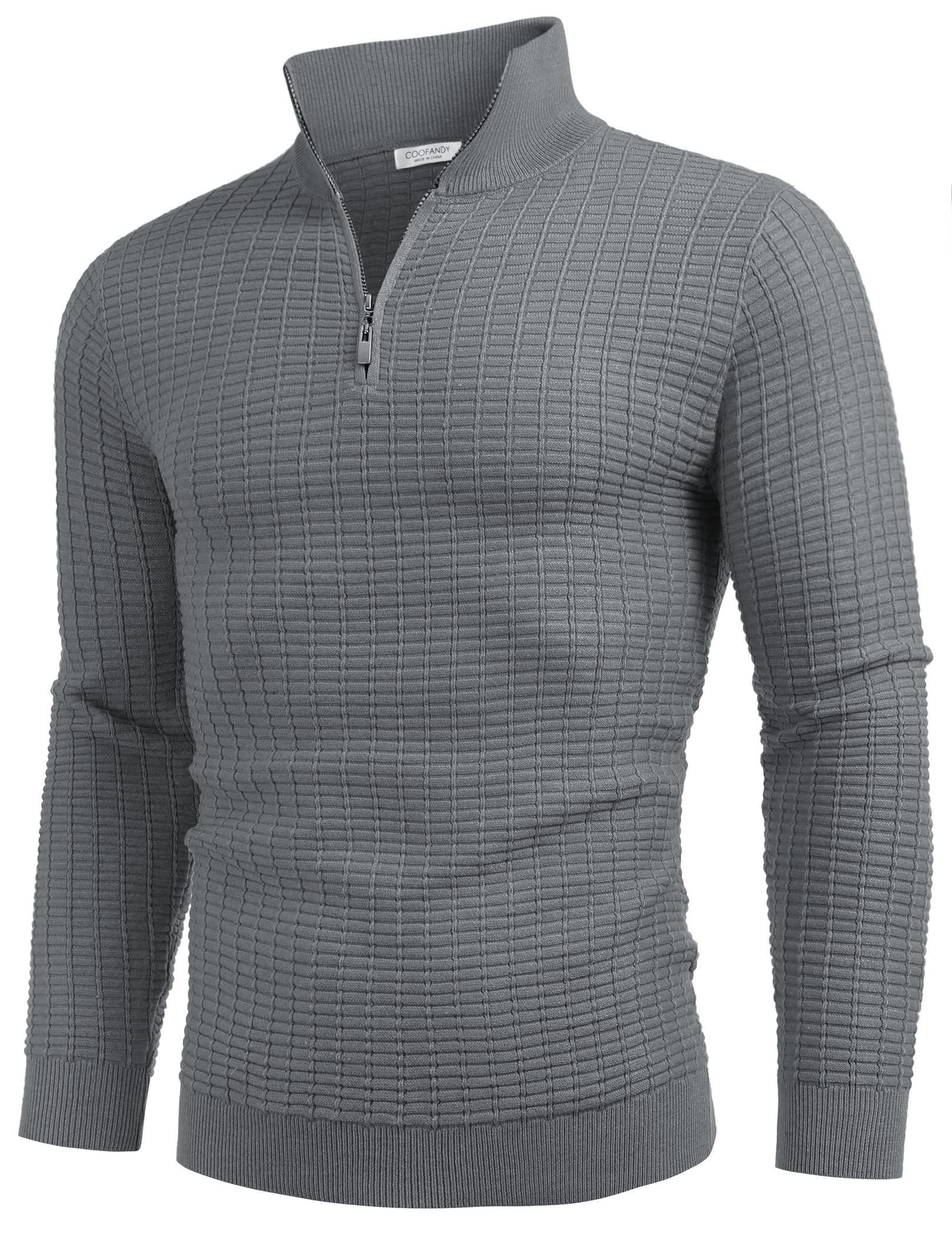 COOFANDY Men's Slim Fit Quarter Zip Sweater - Lightweight Cotton Knit Mock Turtleneck Pullover for Casual Wear & Office Outfits