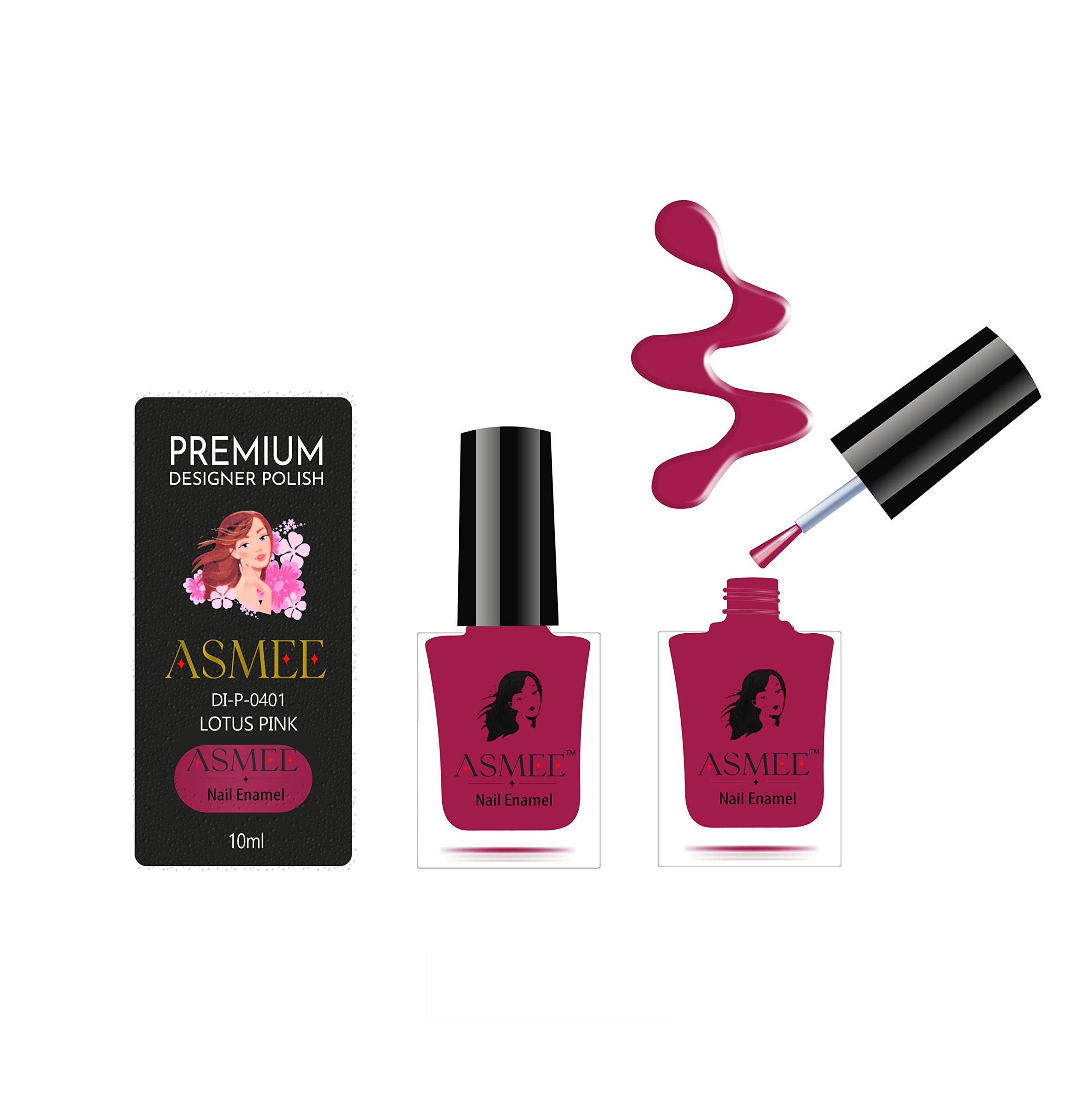 ASMEE Premium Nail Polish for Women - Quick Dry, Glossy Gel Finish, Paraben & Toxin Free, Long Lasting Nail Paint (10ML, Lotus Pink) - Perfect for Manicures, Pedicures, Nail Art & Special Occasions