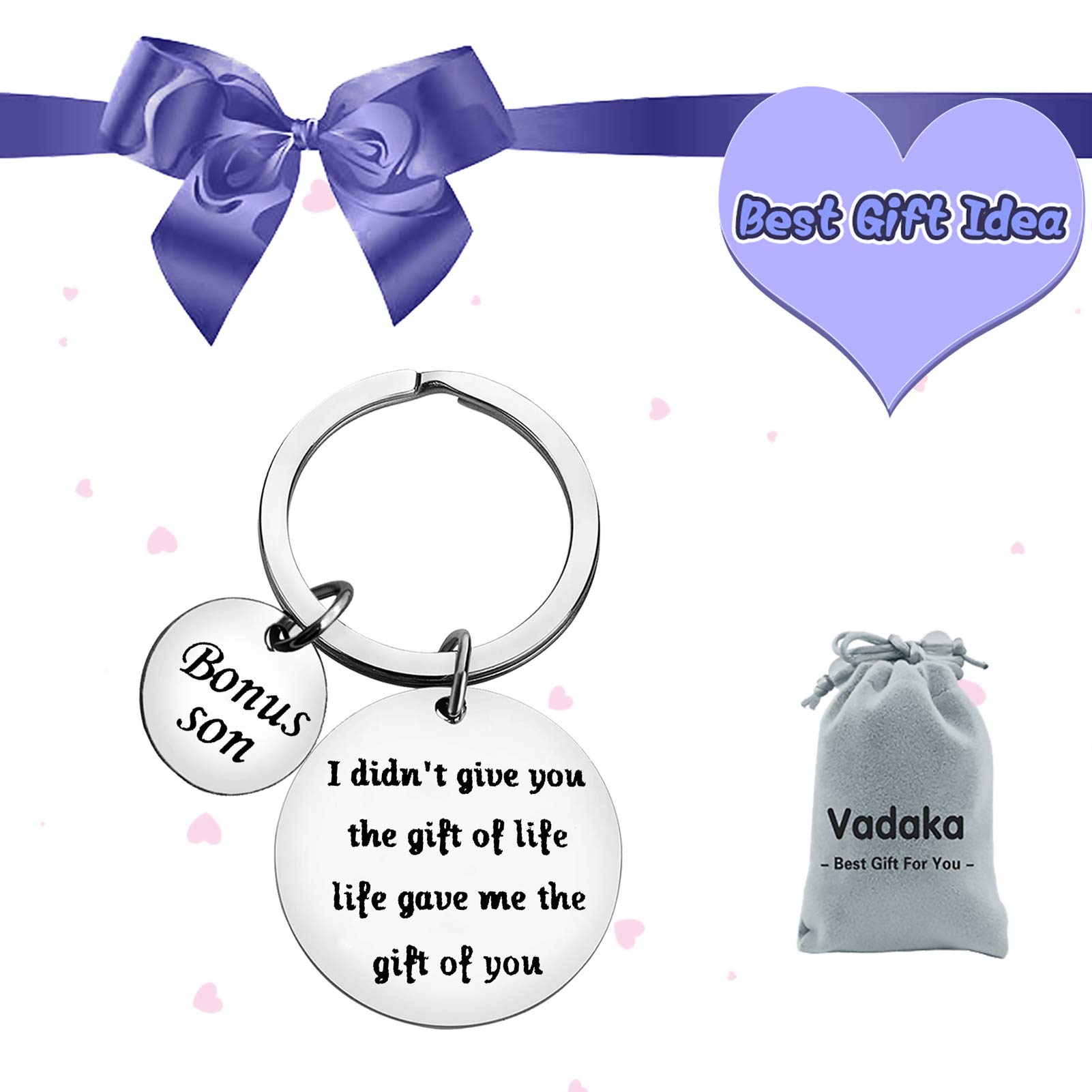 Vadaka Son-in-Law Jewelry Keychain - Engraved Stepson Gift, Wedding Present, Adoption Keepsake - Perfect for Bonus Sons, Family Members - Ideal for Birthdays, Christmas, Graduations & Special Occasions - Durable Keyring for Everyday Use at Home, Office or Travel