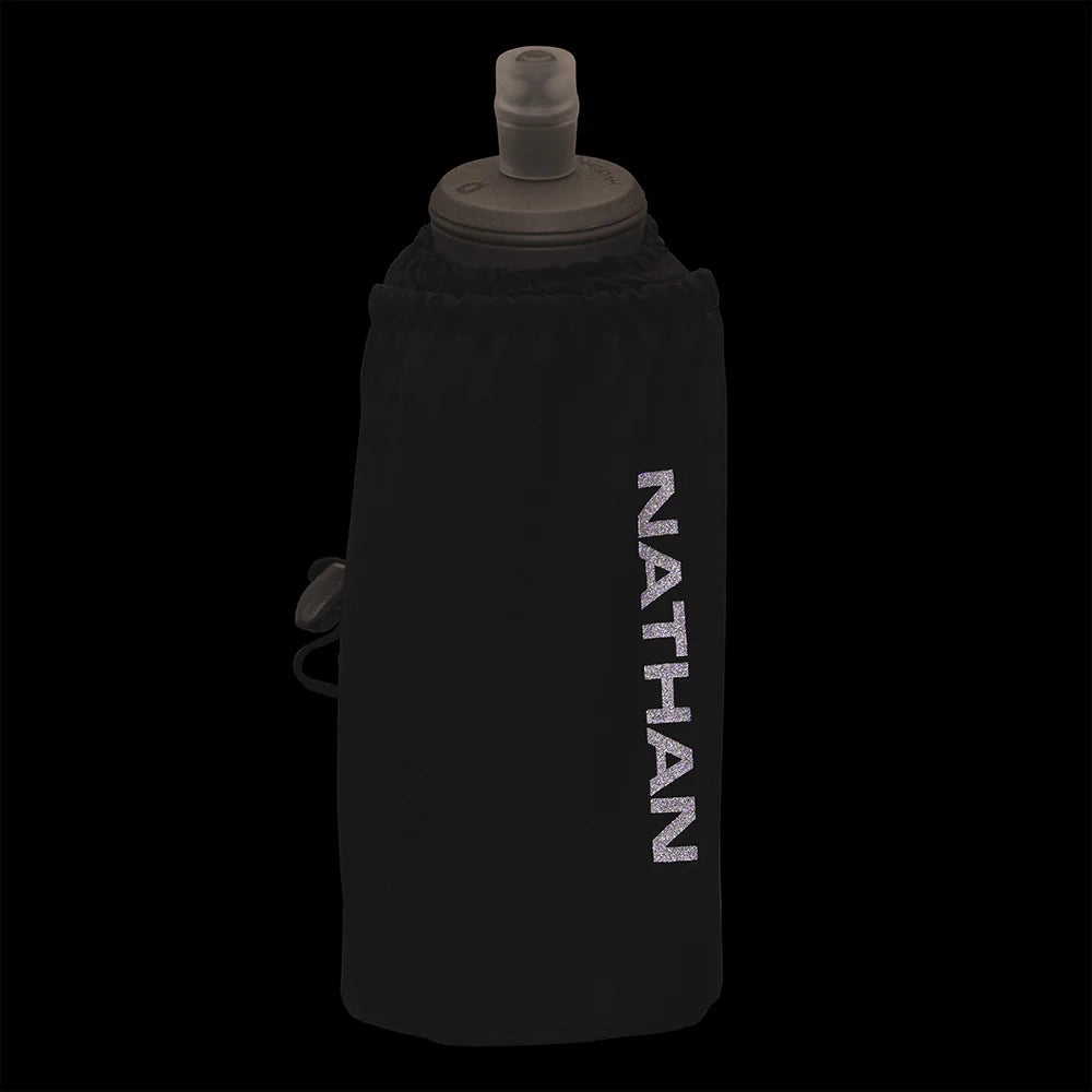 Pinnacle Soft Flask Insulated Handheld Water Bottle 18oz (Black/Reflective Silver) - Leakproof & Lightweight for Hiking, Running, Gym & Outdoor Activities