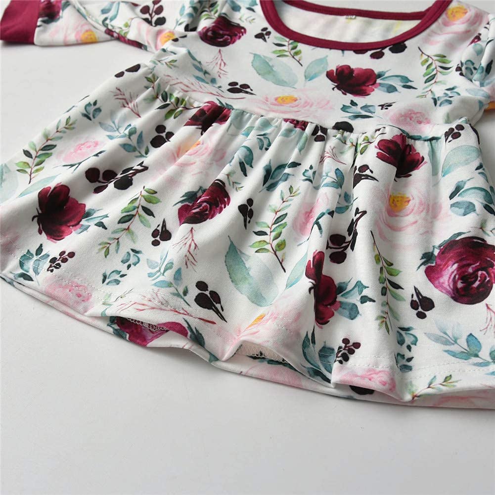 3PCS Baby Girl Outfit Set - Floral Ruffle Shirt, Pants & Headband - Cute Toddler Clothes for Photoshoot, Birthday Party & Daily Wear