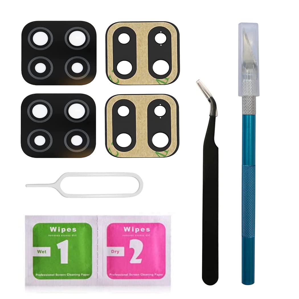 Original 2-Pack Samsung Galaxy A12 2020/A125 Rear Camera Glass Lens Replacement with Preinstalled Adhesive & Repair Tools - Black (Compatible with All Carriers) | DIY Phone Repair, Lens Protection, Cracked Camera Fix Solution