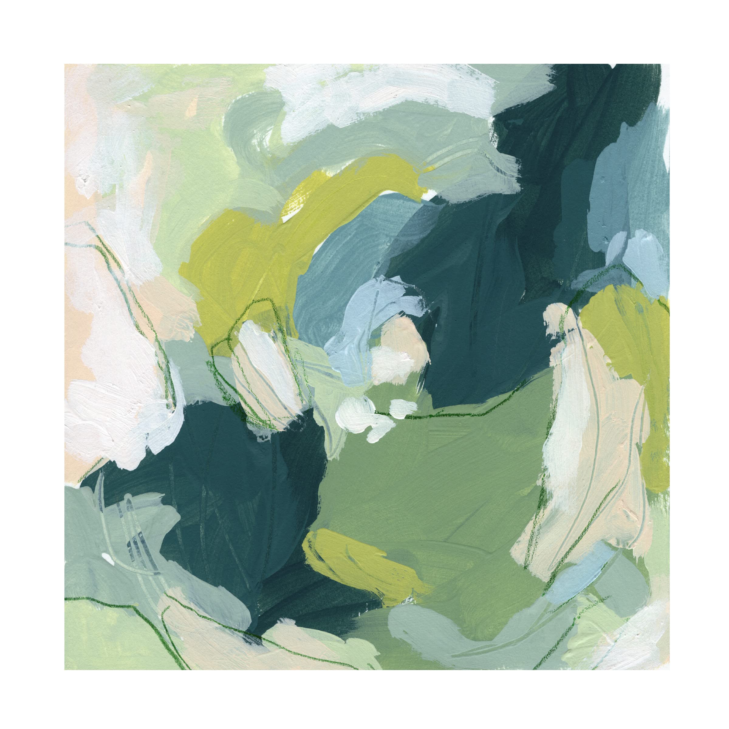 Trademark Fine Art 'Emerald Storm II' Canvas Wall Art by June Erica Vess - Modern Abstract Painting for Living Room, Bedroom & Office Decor