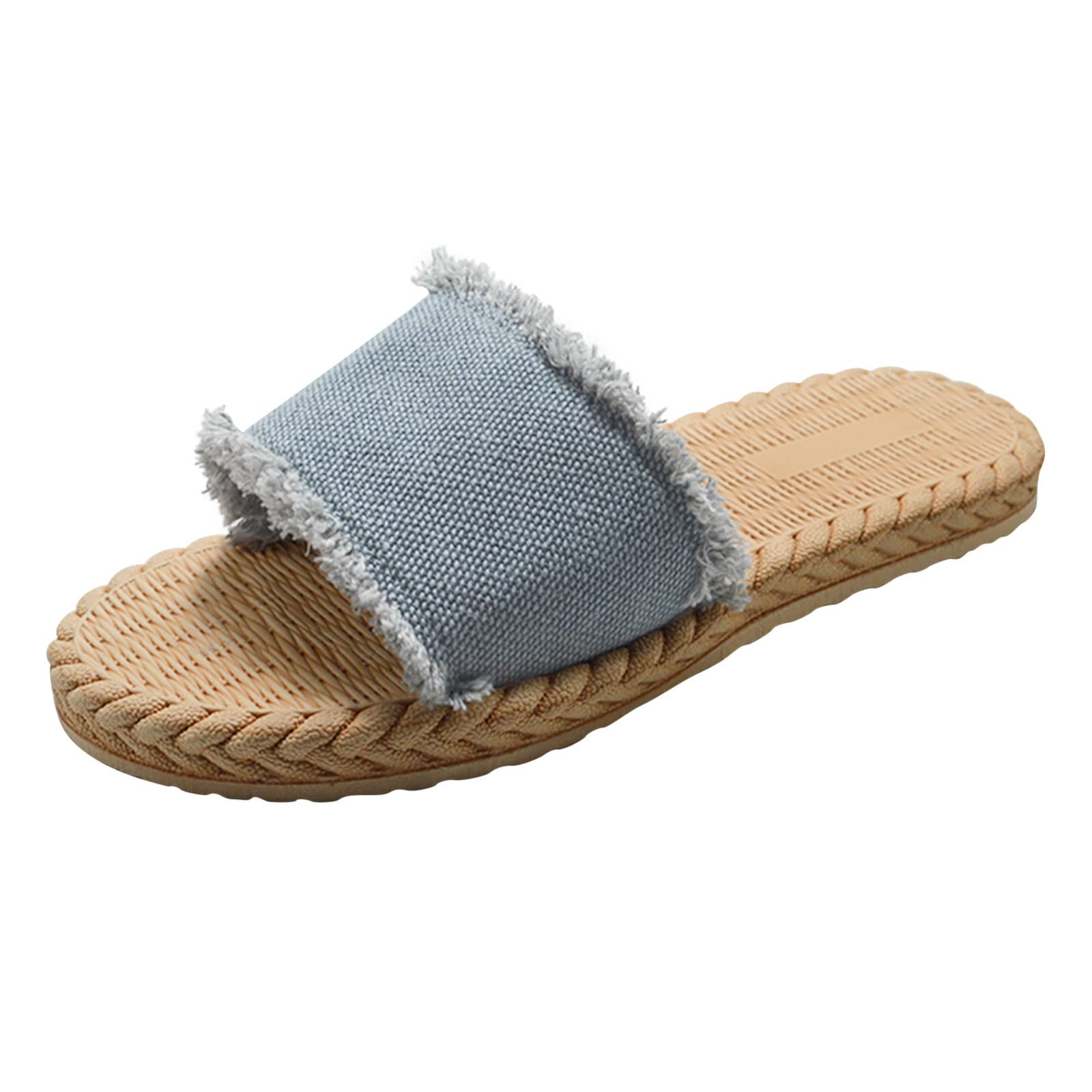 Stylish Women's Elastic Jeweled Sandals - Comfortable Linen & Denim Flat Summer Sandals for Beach, Travel & Casual Outfits