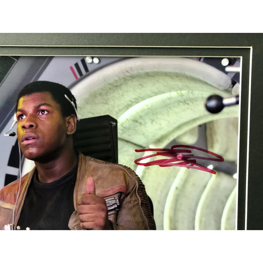 John Boyega Signed Star Wars 11x14 Photo - Framed Finn Autograph with Topps COA - The Force Awakens Collectible - Perfect for Star Wars Fans Display & Memorabilia Collection