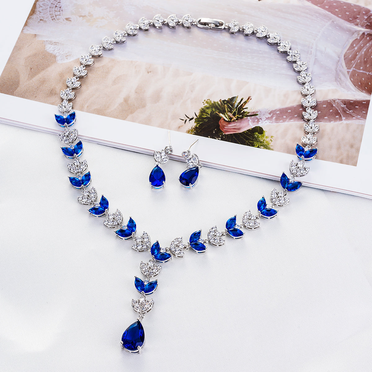 Elegant Cubic Zirconia Bridal Jewelry Set - Necklace & Earrings for Wedding, Engagement & Formal Occasions | CN10117