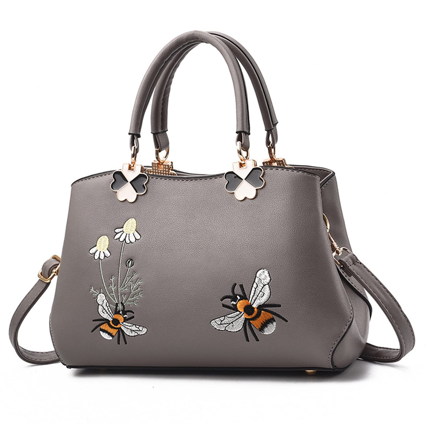 Stylish Women's PU Leather Embroidery Flower Handbag - Fashionable Tote Shoulder Bag & Top Handle Satchel Purse for Ladies | Perfect for Work, Travel, and Daily Use