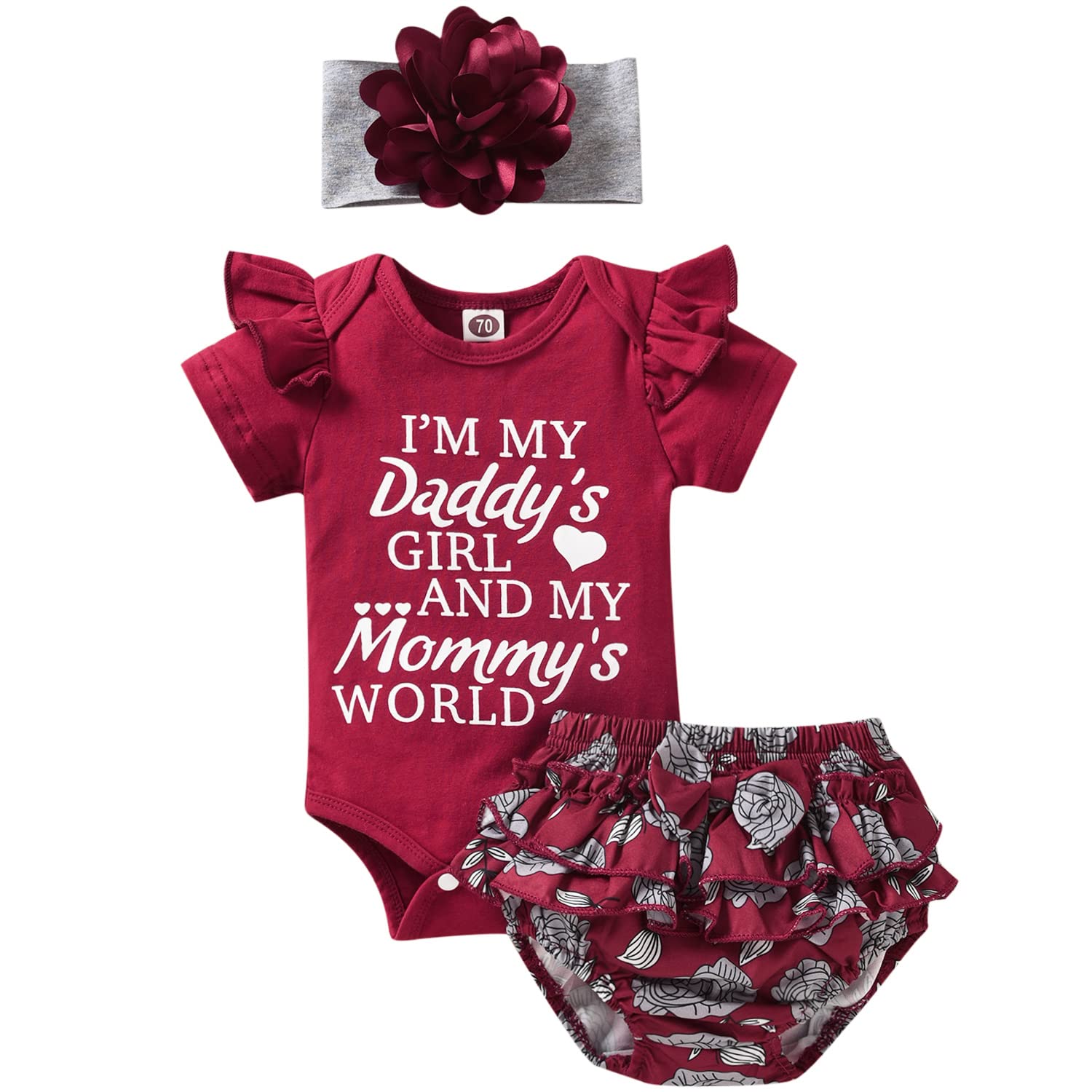 Preemie Newborn Baby Girl Summer Outfit Set - Short Sleeve Letter Print Romper + Floral Pants + Headband - Perfect for Photoshoots, Playdates & Special Occasions