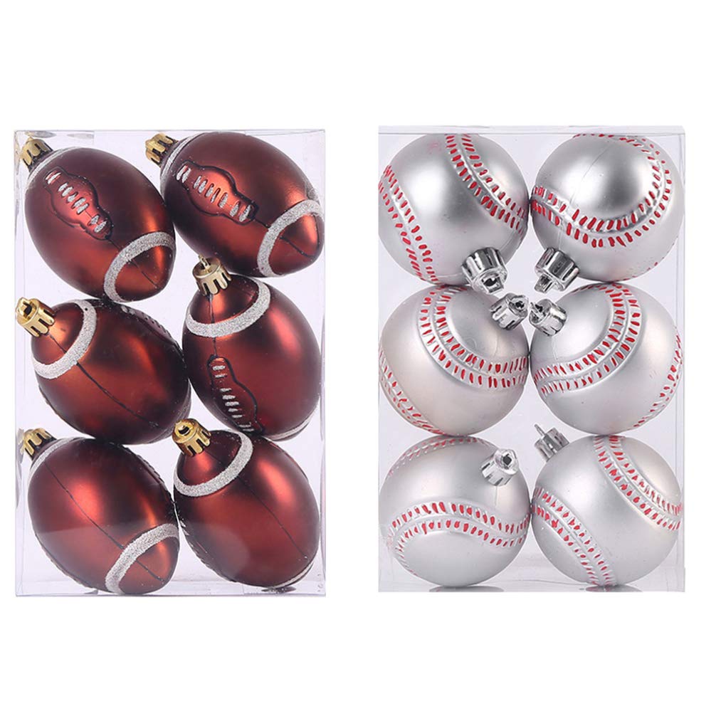 BESTOYARD 12-Piece Football Party Decorations Set - Sports Theme Tree Balls for Christmas, Holiday & Game Day Celebrations | Perfect for Football Themed Parties, Home Decor & Festive Gatherings