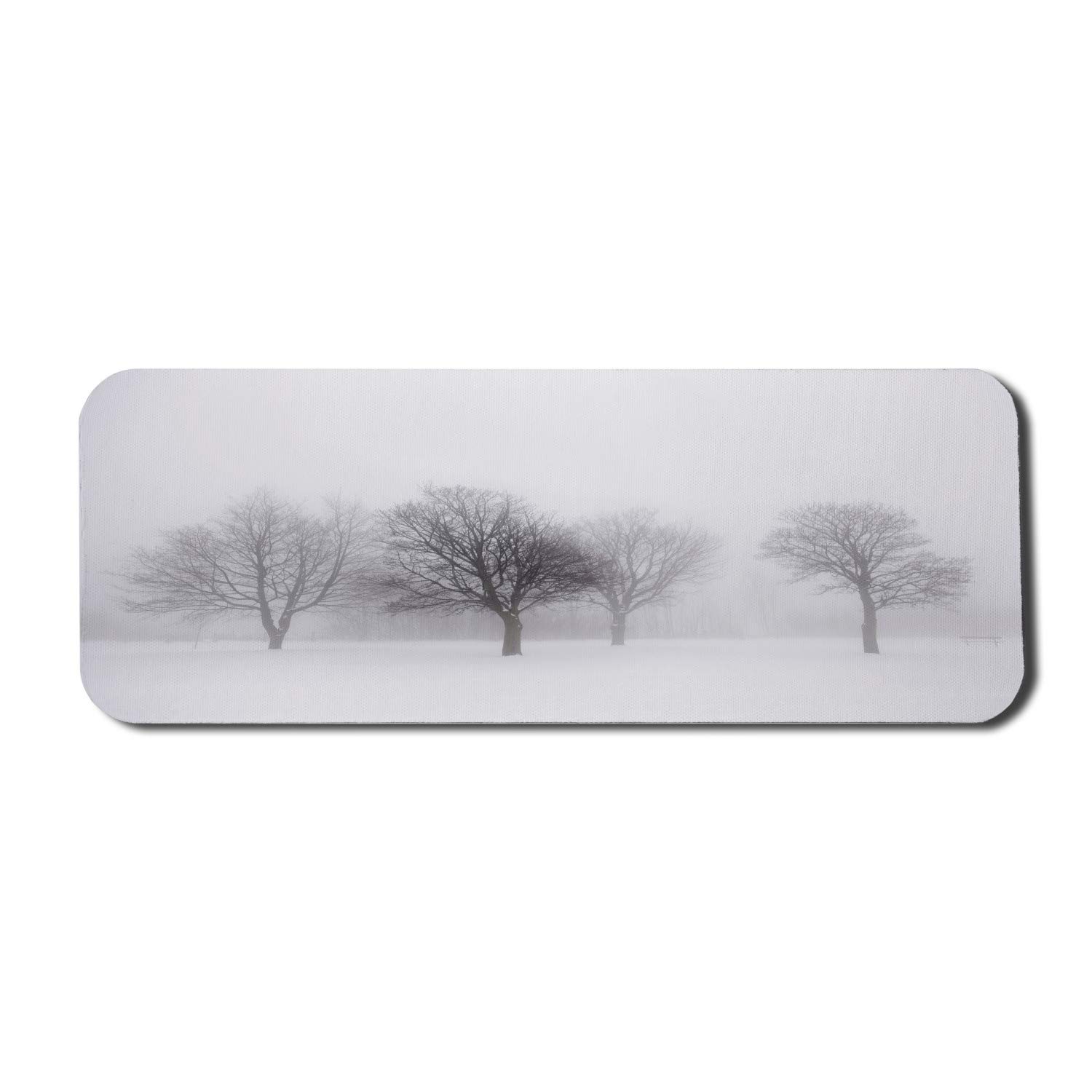 Ambesonne Winter Mouse Pad - Non-Slip Rubber Gaming Mousepad with Foggy Misty Tree Branch Design, Large 31