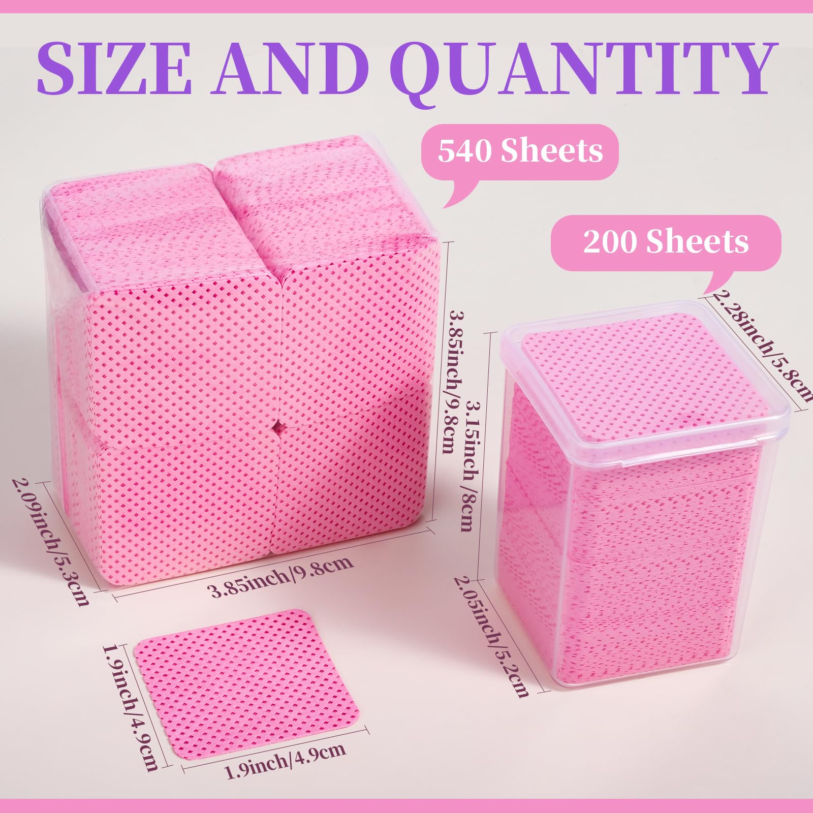 FANDAMEI 740PCS Lint Free Nail Wipes for Gel Nails & Lash Extensions - Premium Cleaning Pads for Nail Prep, Glue Removal & Sanitizing - Ideal for Salon, Home Manicure & Professional Nail Care