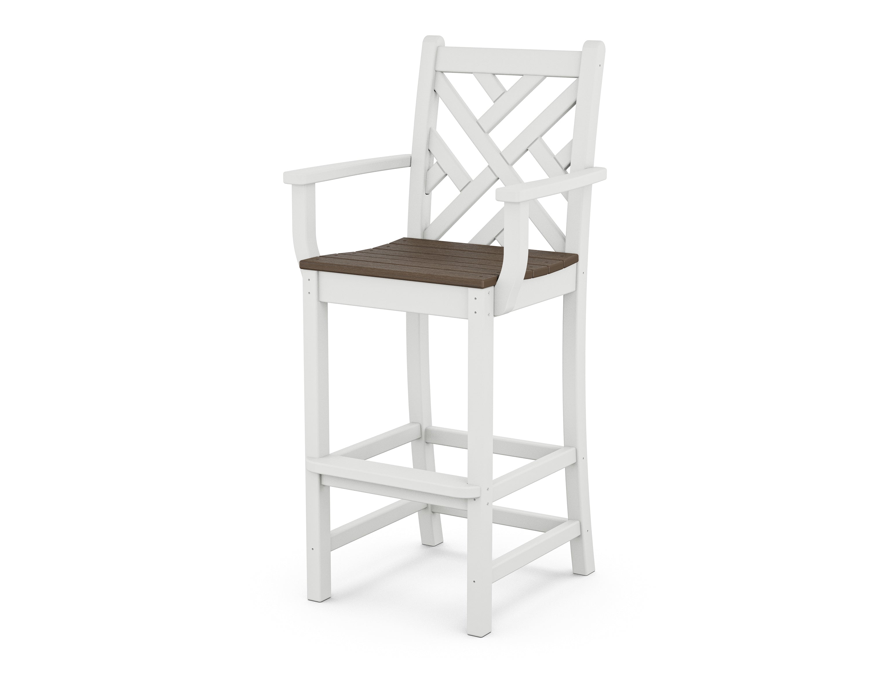 POLYWOOD Chippendale Bar Arm Chair - Outdoor & Indoor Durable Resin Wicker Dining Chair for Patio, Deck, Poolside, and Restaurant Use
