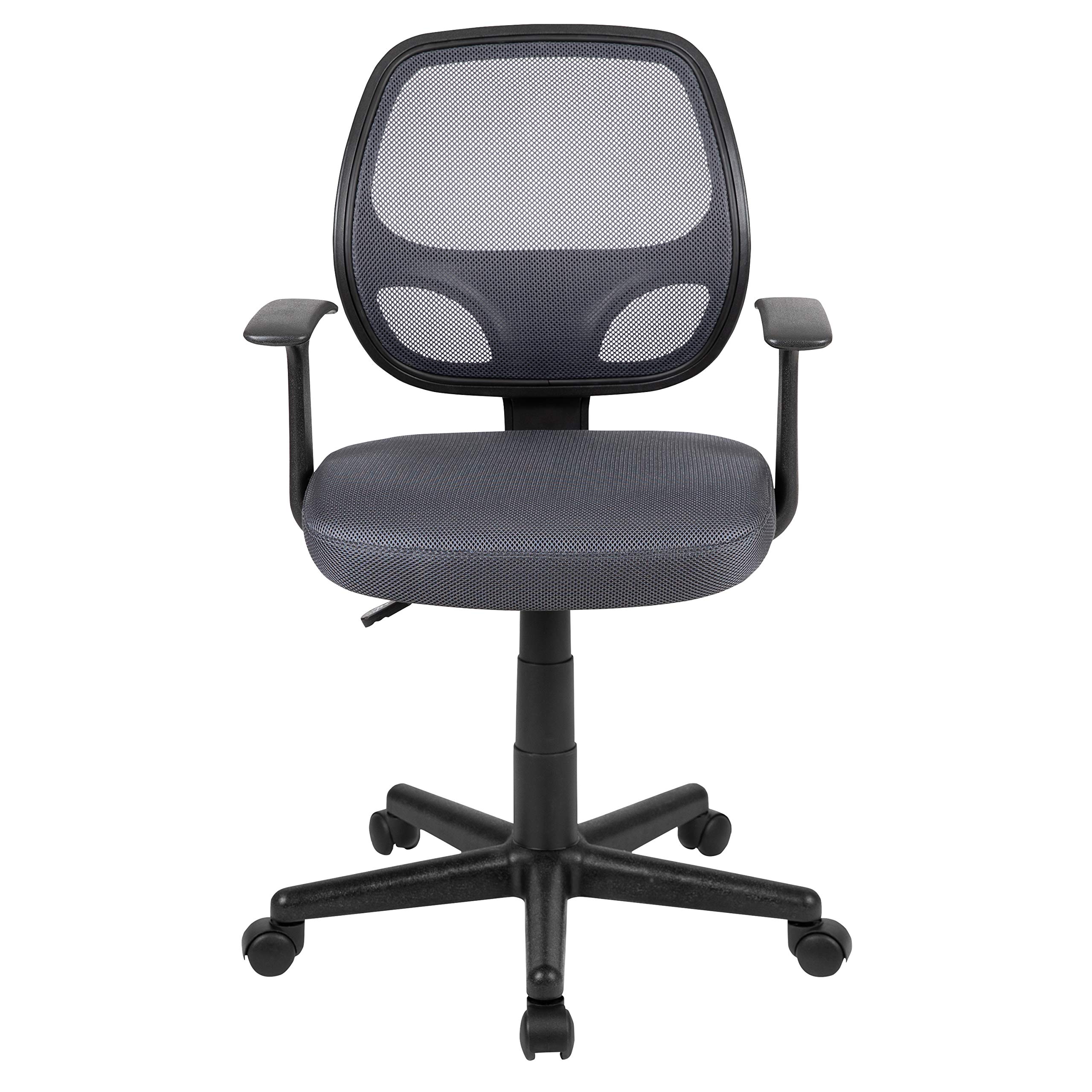 EMMA + OLIVER Mid-Back Gray Mesh Swivel Ergonomic Office Chair with Adjustable Arms - Perfect for Home Office, Gaming & Workspace Comfort