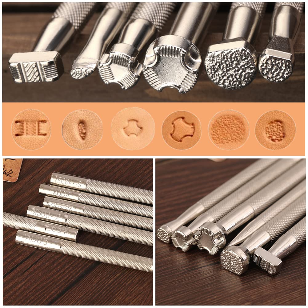 Premium Leather Stamping Tools Kit - Professional Leather Carving & Saddle Making Set with Swivel Knife, Working Hammer, Cutting Tools & Wool Daubers | Perfect for DIY Leather Crafting, Belt Making & Wallet Design Projects