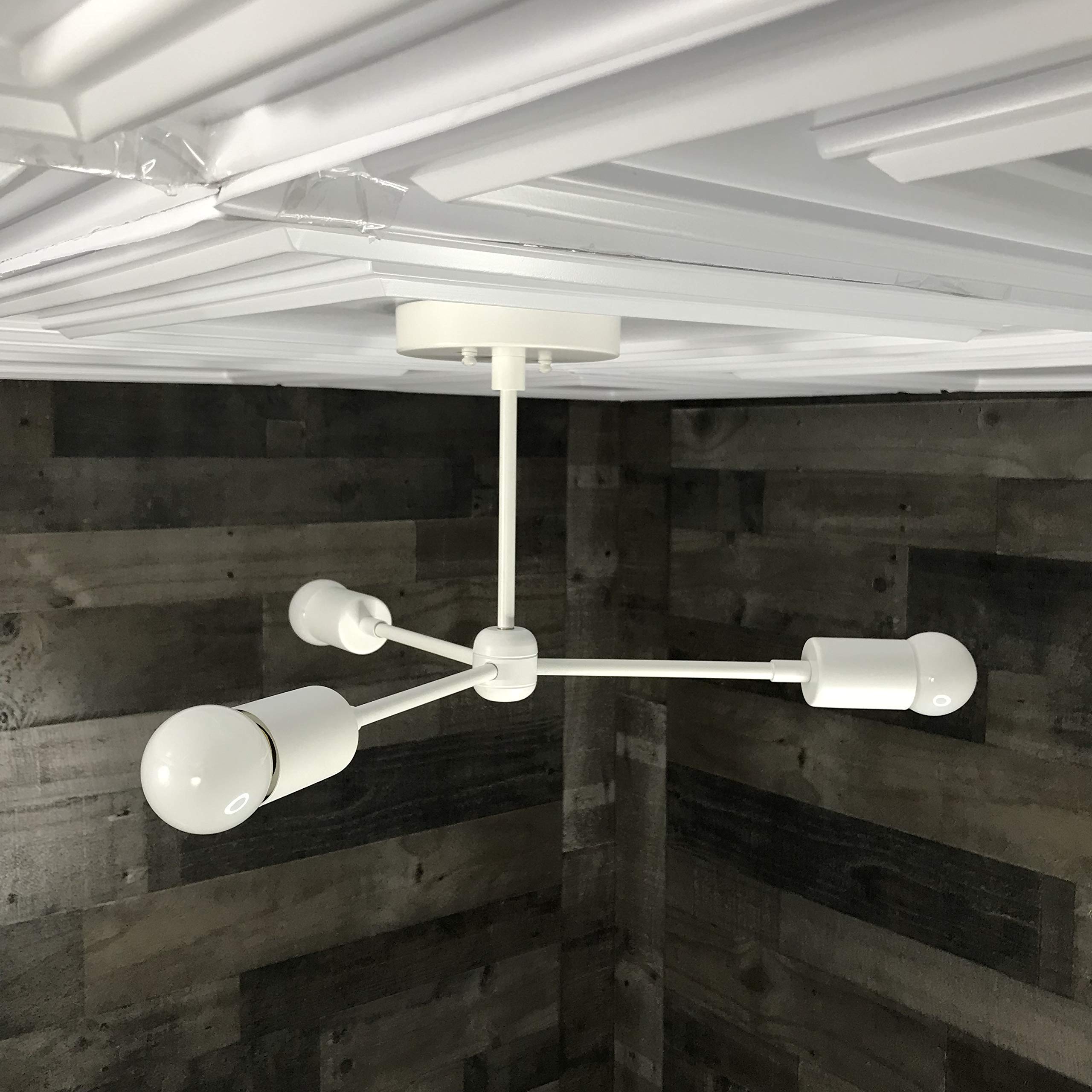Atlas Modern Chandelier - 3 Light Sputnik Mid Century Industrial Ceiling Fixture for Dining Room, Living Room & Bedroom Lighting