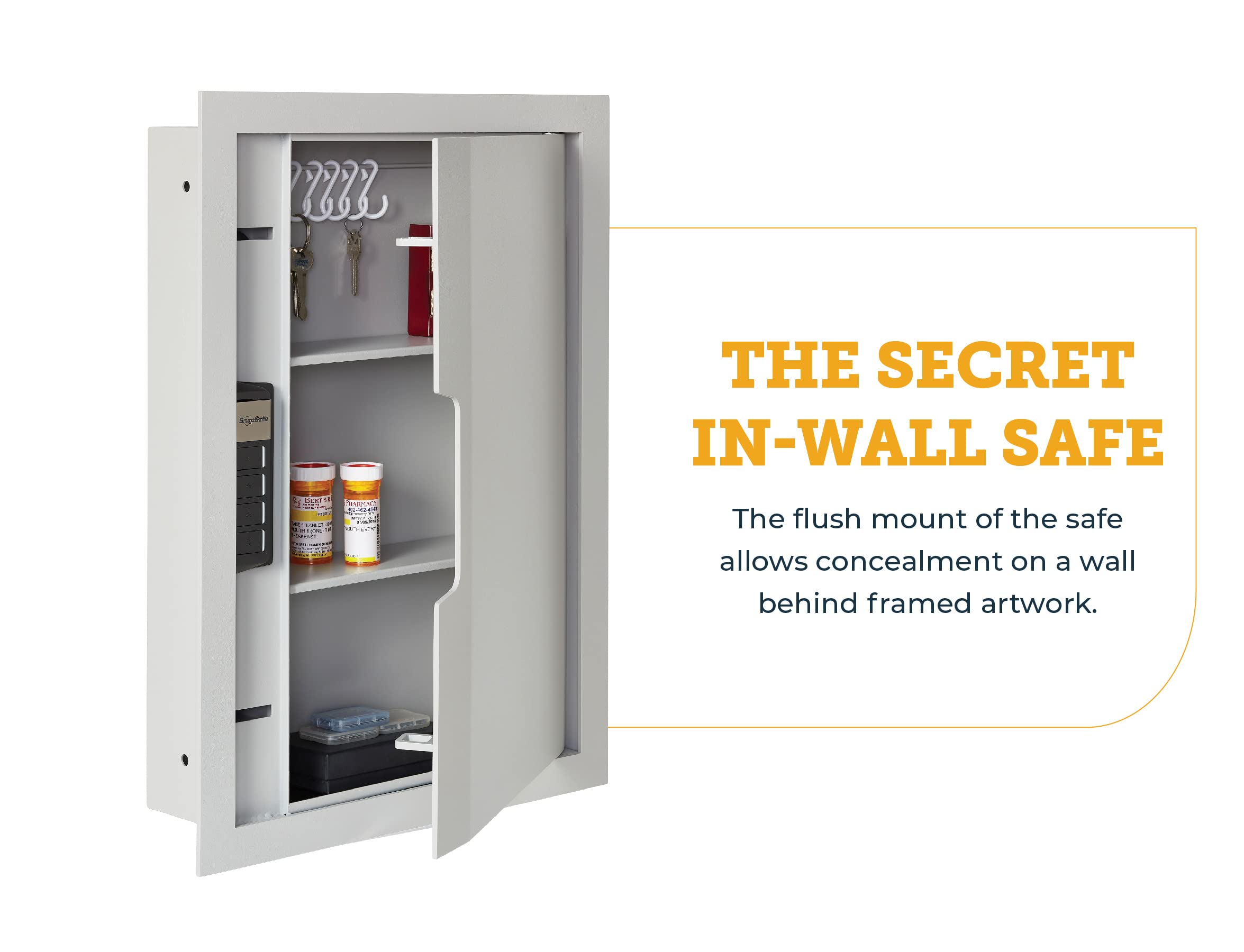 SnapSafe In-Wall Hidden Gun Safe & Money Safe - Secure Keypad Entry for Firearms, Jewelry & Valuables | Ideal for Home, Office & Bedroom Security