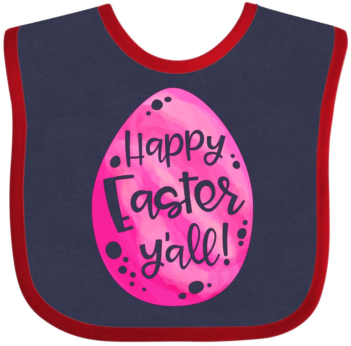 Inktastic Happy Easter Y'all Pink Easter Egg Baby Bib - Cute Easter Outfit for Babies, Soft & Absorbent Drool Bib for Infants - Perfect for Easter Photos, Family Gatherings & Holiday Celebrations