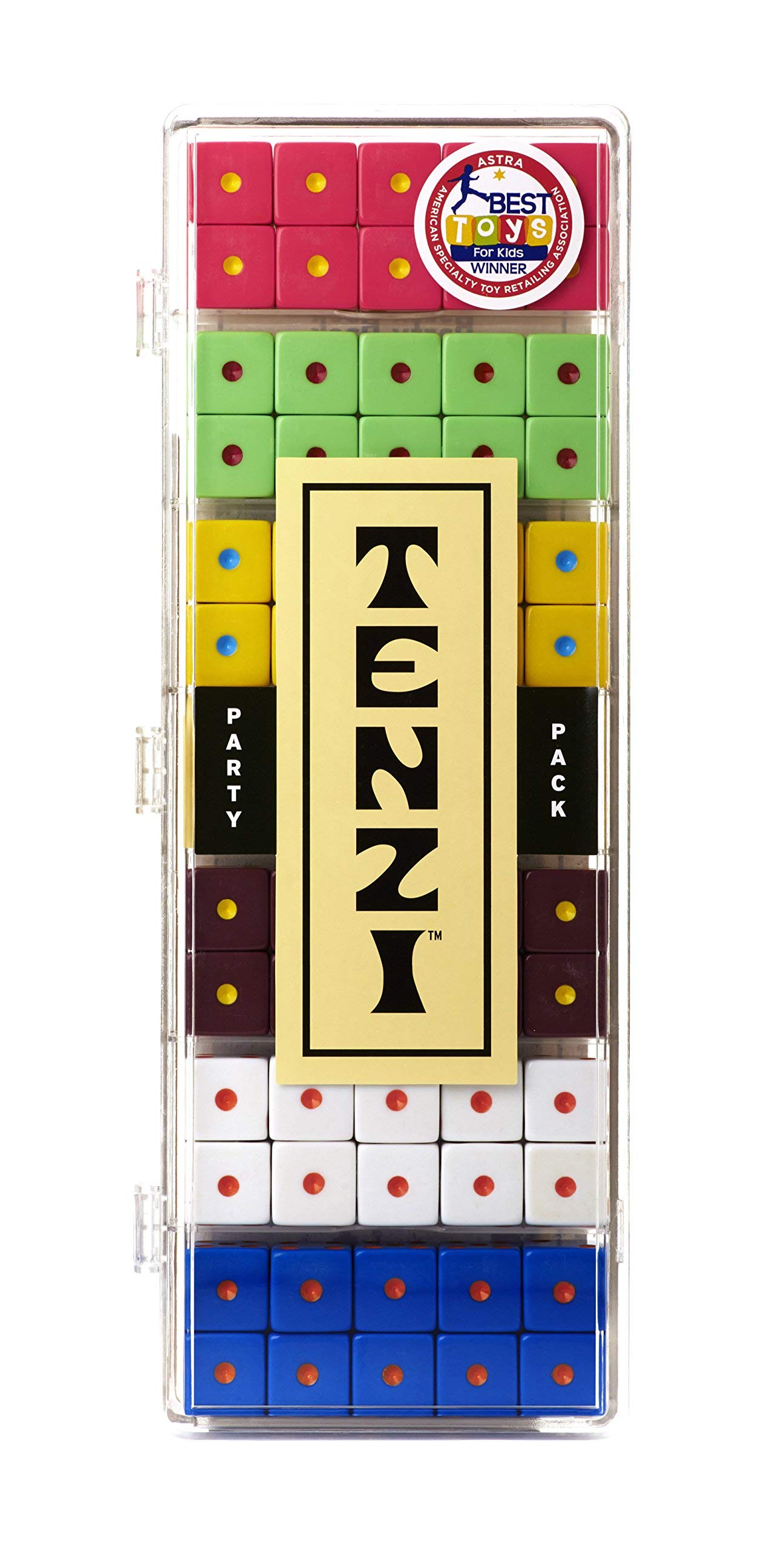 TENZI Party Pack Dice Game - Fast-Paced Family Fun with 6 Sets of 10 Multi-Colored Dice & Storage Case - Perfect for Game Nights, Travel, and Classroom Activities