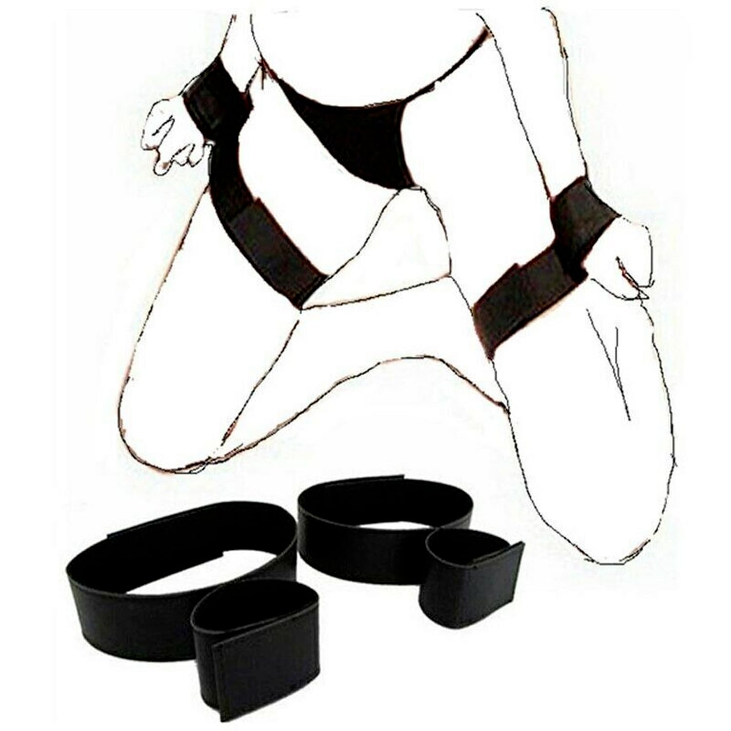 Premium Queen Size Under Mattress Bed Restraints Set - Adjustable Wrist & Ankle Cuffs with Spreader Bar for Couples Adult Play - Soft & Durable Bondage Straps for Enhanced Intimacy (Perfect for BDSM, Role Play & Spicing Up Your Bedroom Experience)