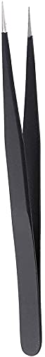 Stainless Steel Eyelash Extension Tweezers - Professional Makeup Tools (Black Straight) for Lash Artists & DIY Beauty Enthusiasts