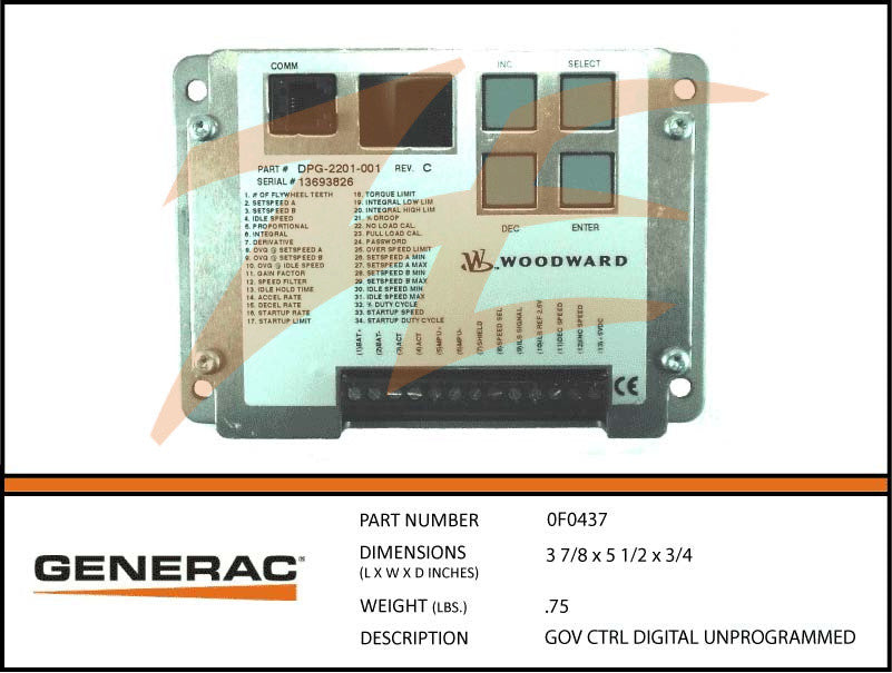 Generac 0F0437 Digital Governor Controller Unprogrammed - Replacement Part for Generac Generators | Compatible with Home Backup Power Systems & Industrial Generators