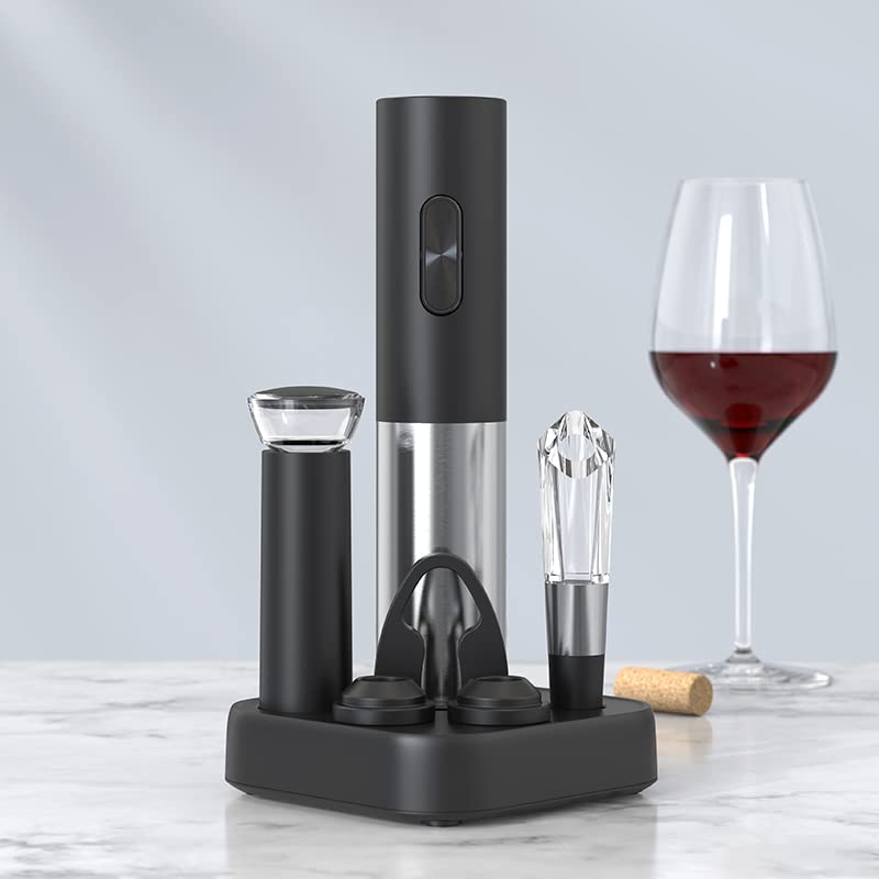 Premium Electric Wine Opener Set - Fast & Easy Automatic Corkscrew with Stainless Steel Foil Cutter - Perfect Gift for Wine Lovers, Sommeliers & Champagne Enthusiasts | Ideal for Home Bars, Dinner Parties & Wine Tasting Events
