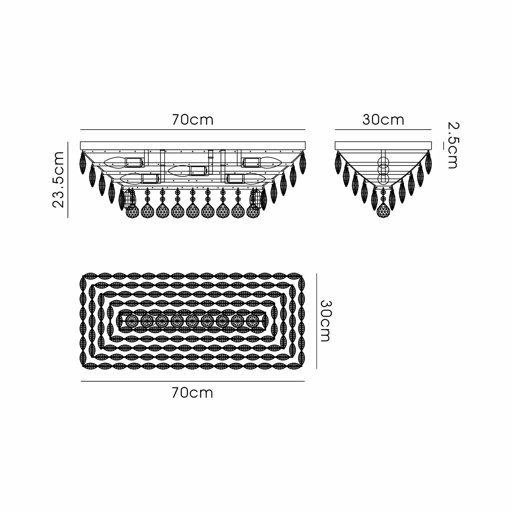 Consten Linear Flush Ceiling Light E14 Bulb - Modern LED Lighting Fixture for Bedroom, Kitchen & Hallway