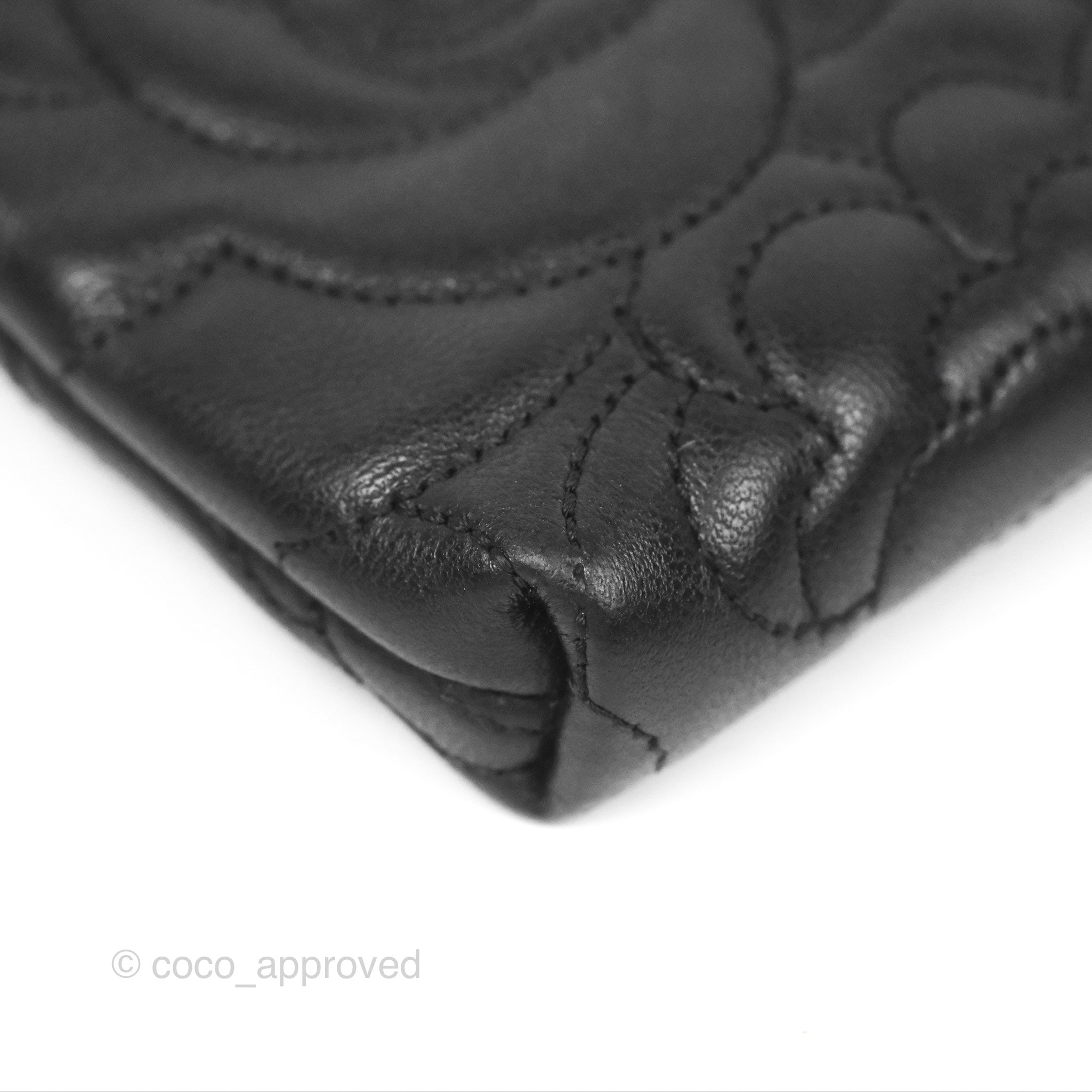 Chanel Camellia Pochette Clutch Bag - Black Lambskin Leather with Gold-Tone Hardware | Evening Bag, Wedding Clutch, Luxury Handbag for Women