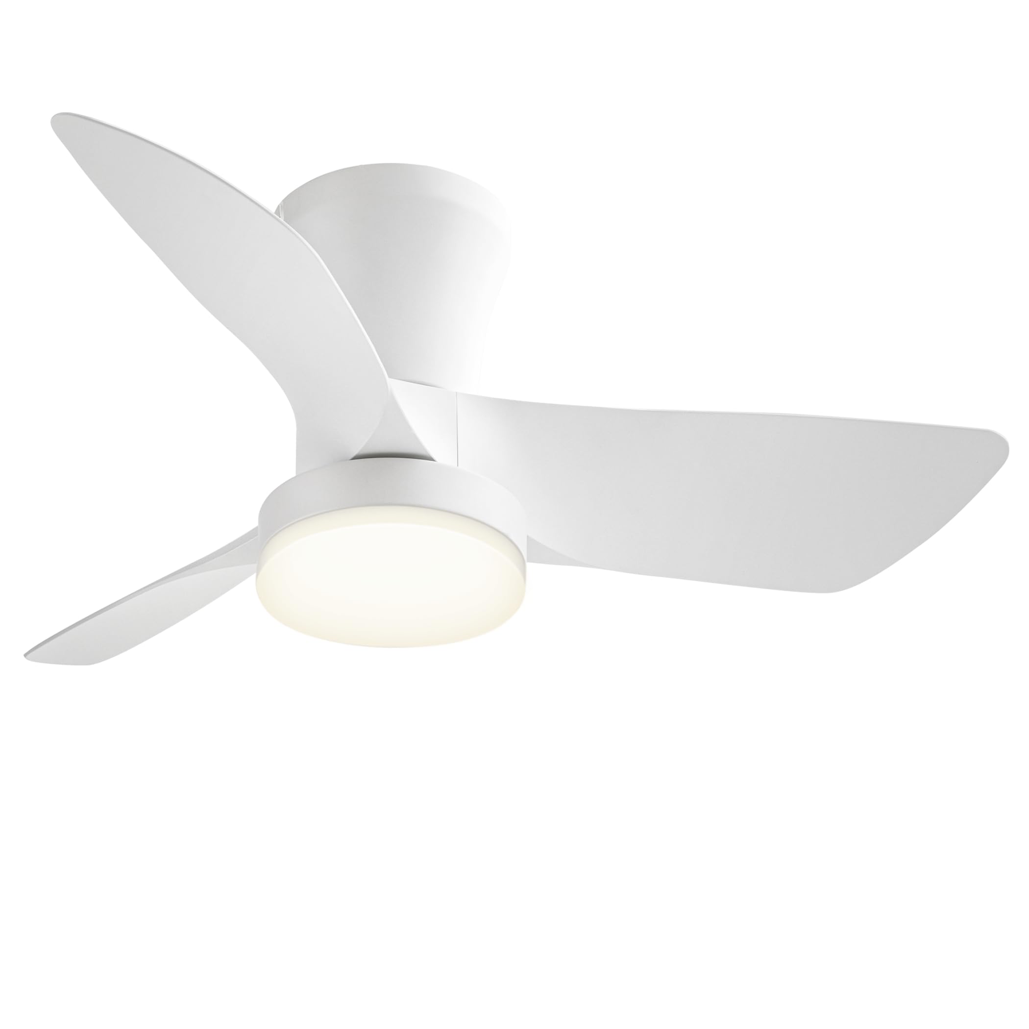 SUNMORY 30 Inch Low Profile Ceiling Fan with Light and Remote Control - Modern Flush Mount Ceiling Fan for Bedroom, Kitchen, Dining Room, Patio - 6 Speed Settings, Dimmable LED Light, White - Perfect for Home Cooling and Stylish Interior Decor