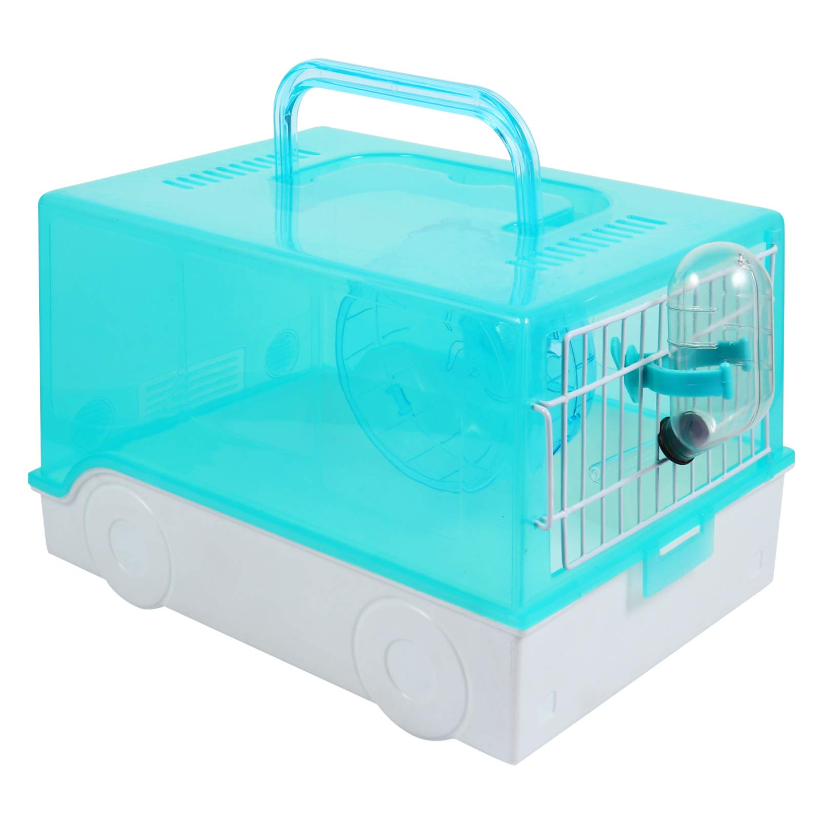 Balacoo Portable Hamster Travel Carrier Tote Bag with Water Bottle & Wheels - Lightweight Pet Cage for Small Animals, Outdoor Adventures, Vacation Trips - Perfect for Hamsters, Gerbils & Small Pets (Green)