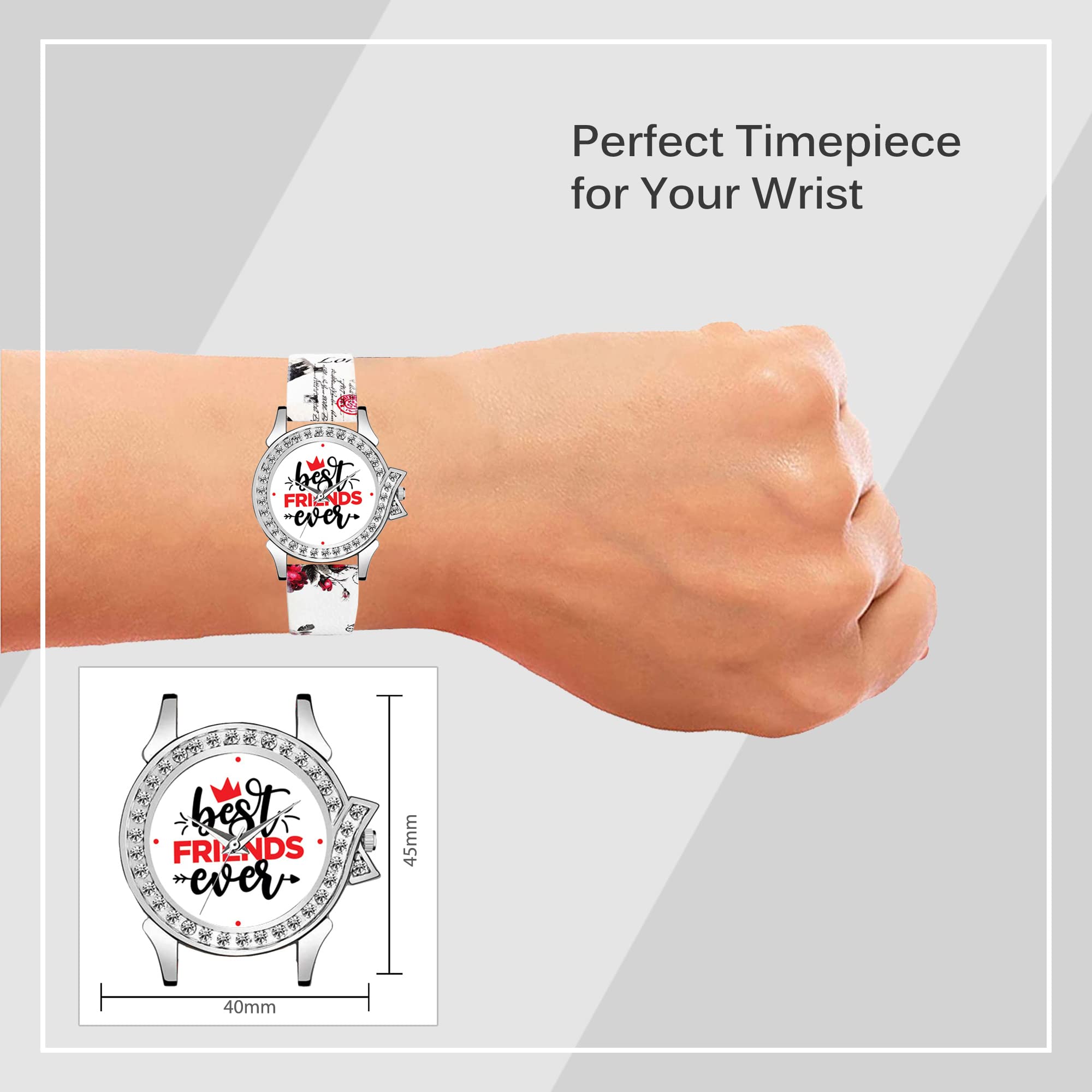 Best Friends Ever Analog Watch for Girls & Women - White Dial, Valentine's Day Gift for Her - Perfect for Matching Friendship Jewelry & Special Occasions