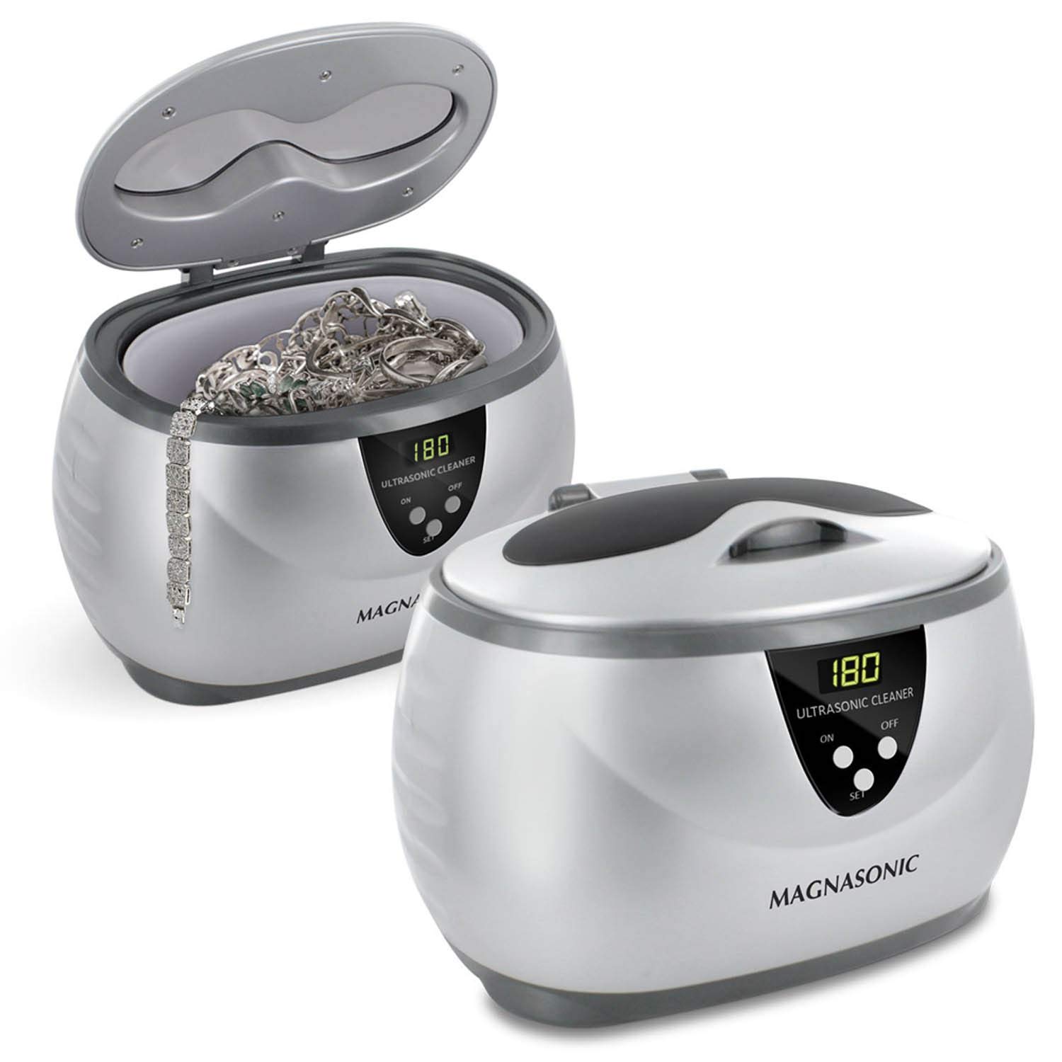 MAGNASONIC Professional Ultrasonic Jewelry Cleaner & Eyeglass Cleaner with Digital Timer - 2 Pack Set for Jewelry, Watches, Eyeglasses, Dentures & Small Items - Perfect for Home, Salon & Jewelry Store Use