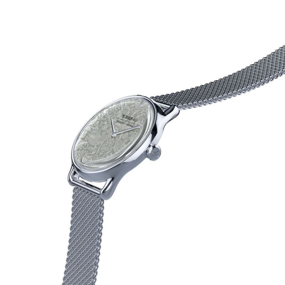 August Berg X Morris & Co. Silver Milanese Strap Unisex Watch M1ST0530E20MSL (30mm) - Elegant Fashion Accessory for Men & Women, Perfect for Office, Date Night & Special Occasions