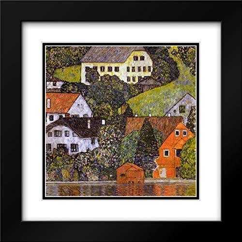 Gustav Klimt Houses in Unterach on Lake Atter 1916 - 15x15 Inch Black Modern Framed & Double Matted Museum Art Print - Perfect for Living Room, Bedroom or Office Wall Decor