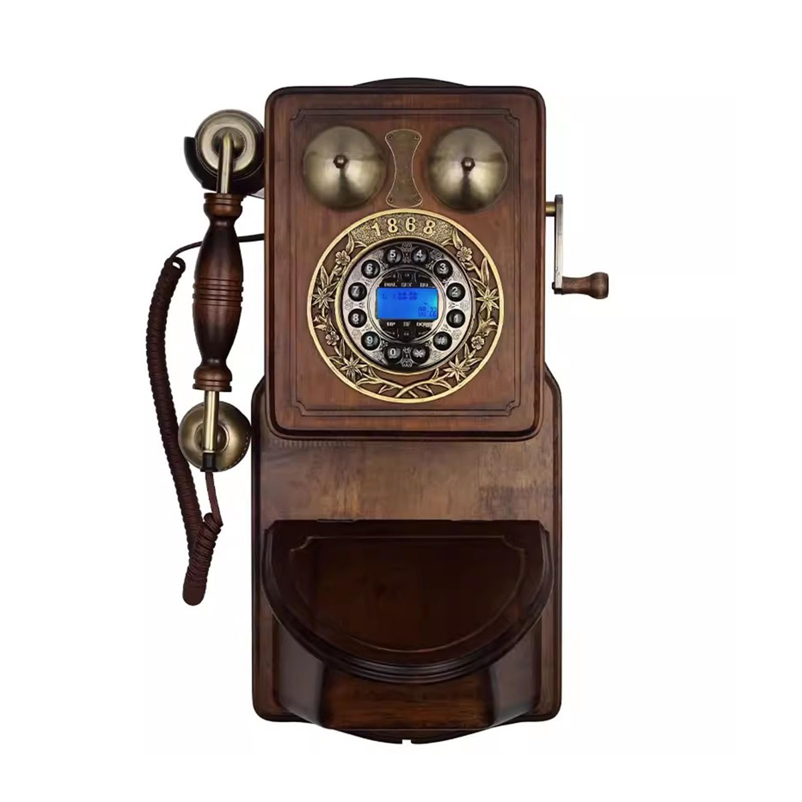 Vintage Wall Mount Rotary Phone - Antique Corded Landline Telephone with Mechanical Ringer | Retro Home & Office Decor for Classic Interior Design | Perfect for Vintage Themed Rooms, Film Props, and Nostalgic Gifts