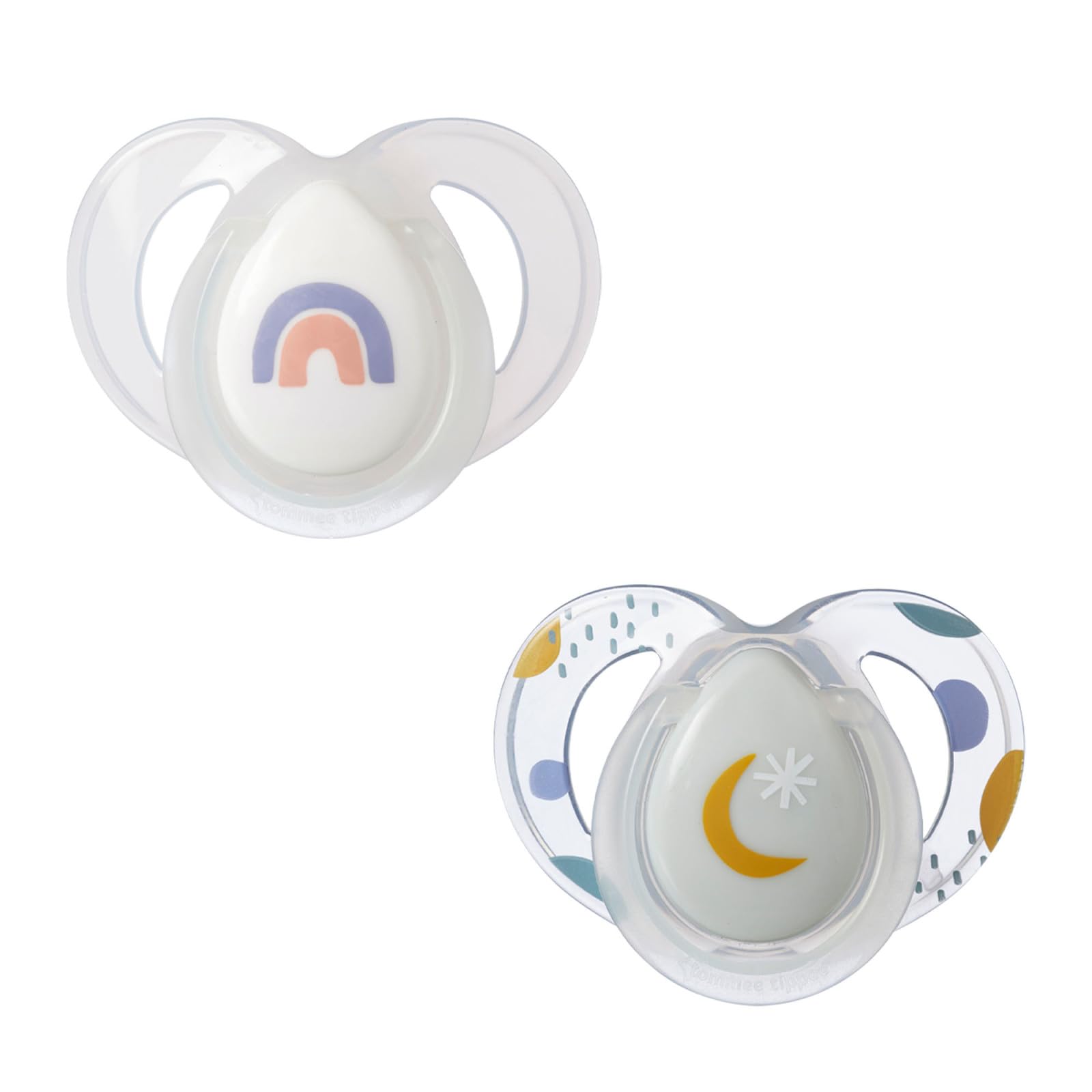 Tommee Tippee Glow in the Dark Pacifiers for Babies 6-18 Months - 2 Pack with Reusable Sterilizer Pod - Perfect for Nighttime Feeding & Soothing