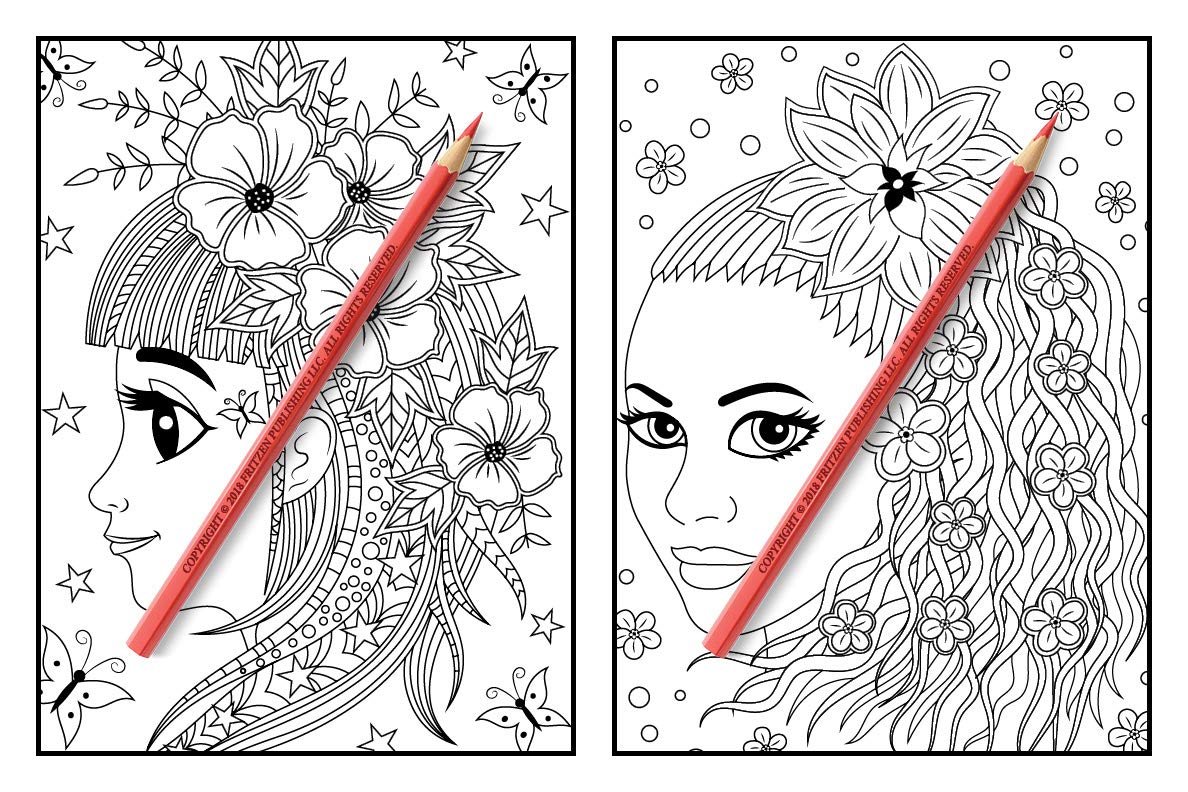 Flower Girls: Cute Manga Adult Coloring Book with Fun Hairstyles & Beautiful Floral Patterns | Stress Relief & Relaxation for Women | Perfect for Art Therapy, Mindfulness & Creative Hobbies