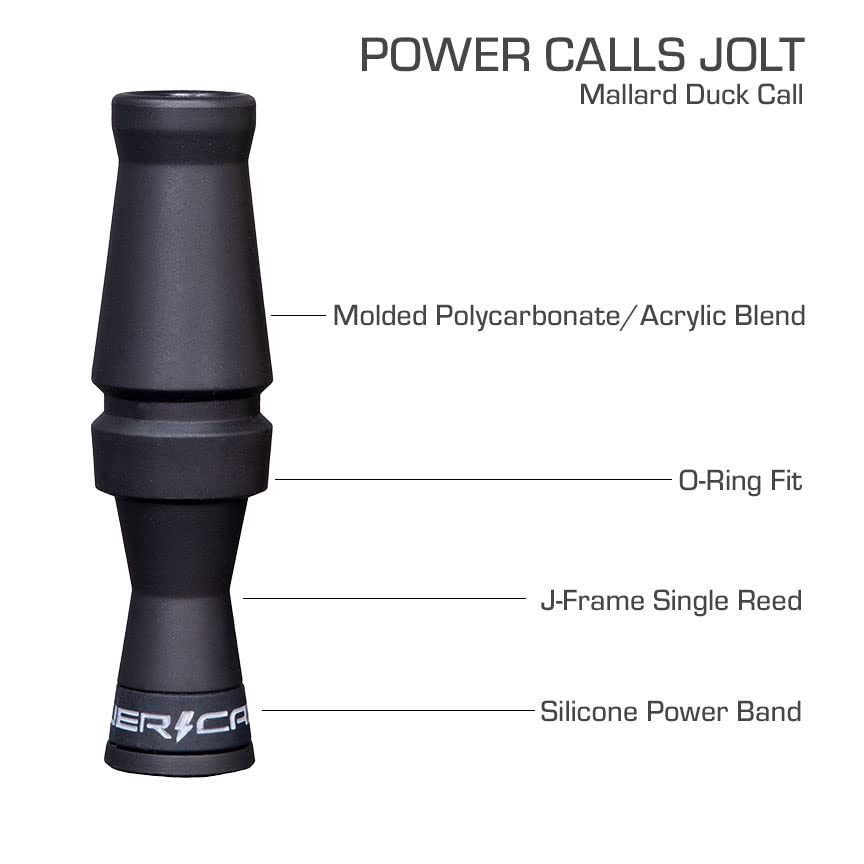 Premium Mallard Duck Call - Jolt J-Frame Single Reed Duck Caller for Hunting - Stealth Black Design - Perfect for Waterfowl Hunting & Outdoor Adventures